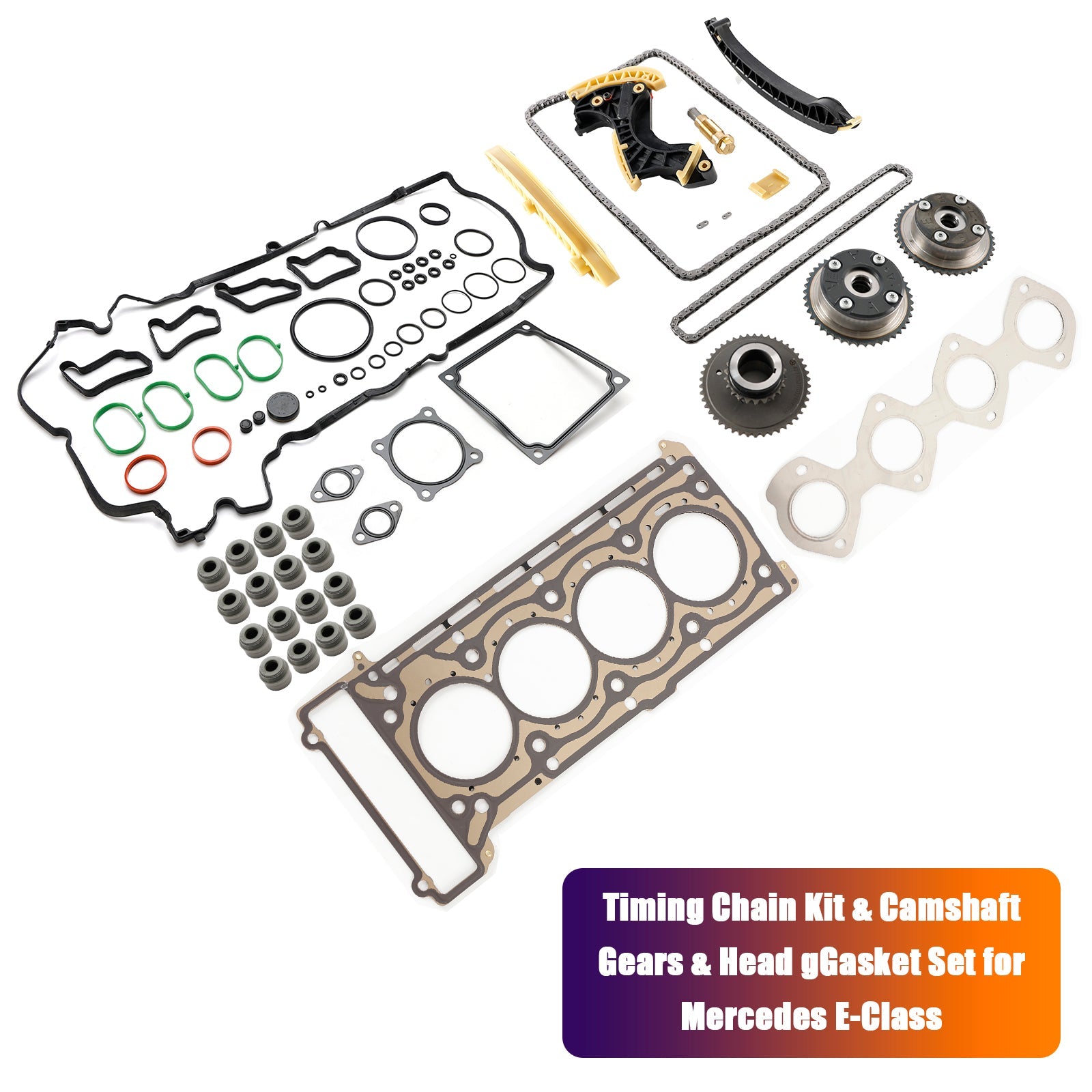 2004/03-2008/12 Mercedes-Benz E-Klasse W211 E 200 NGT Timing Chain Kit & Camshaft Gears & Head gGasket Set 2710500647