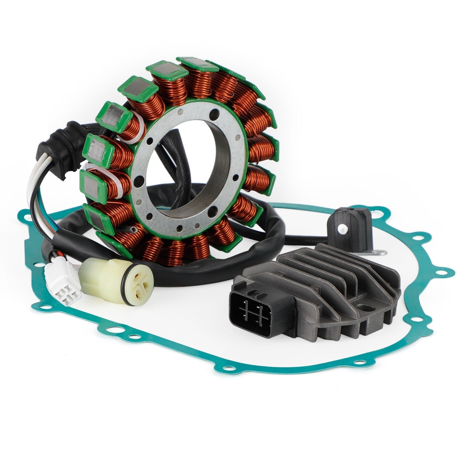 2007-2011 Yamaha YFM350FWAN Grizzly 350 4WD Magneto Stator + Voltage Rectifier + Gasket 5UH-81410-00