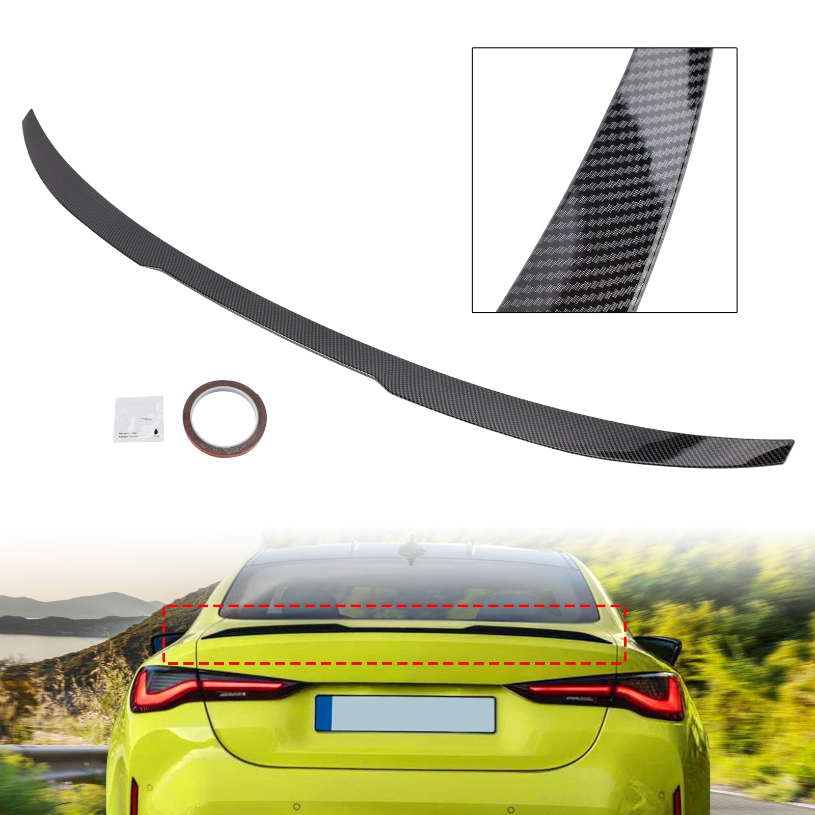 2020-ON BMW 4 Series G22 Coupe Model Carbon Fiber Look Rear Spoiler