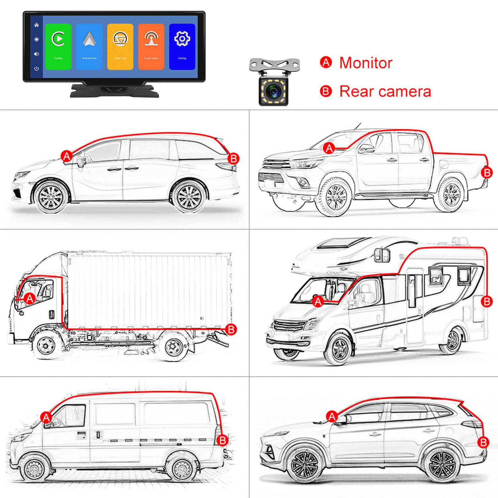 10.77 HD Display Car Navigation System CarPlay all-in-one Machine 12 LED Camera