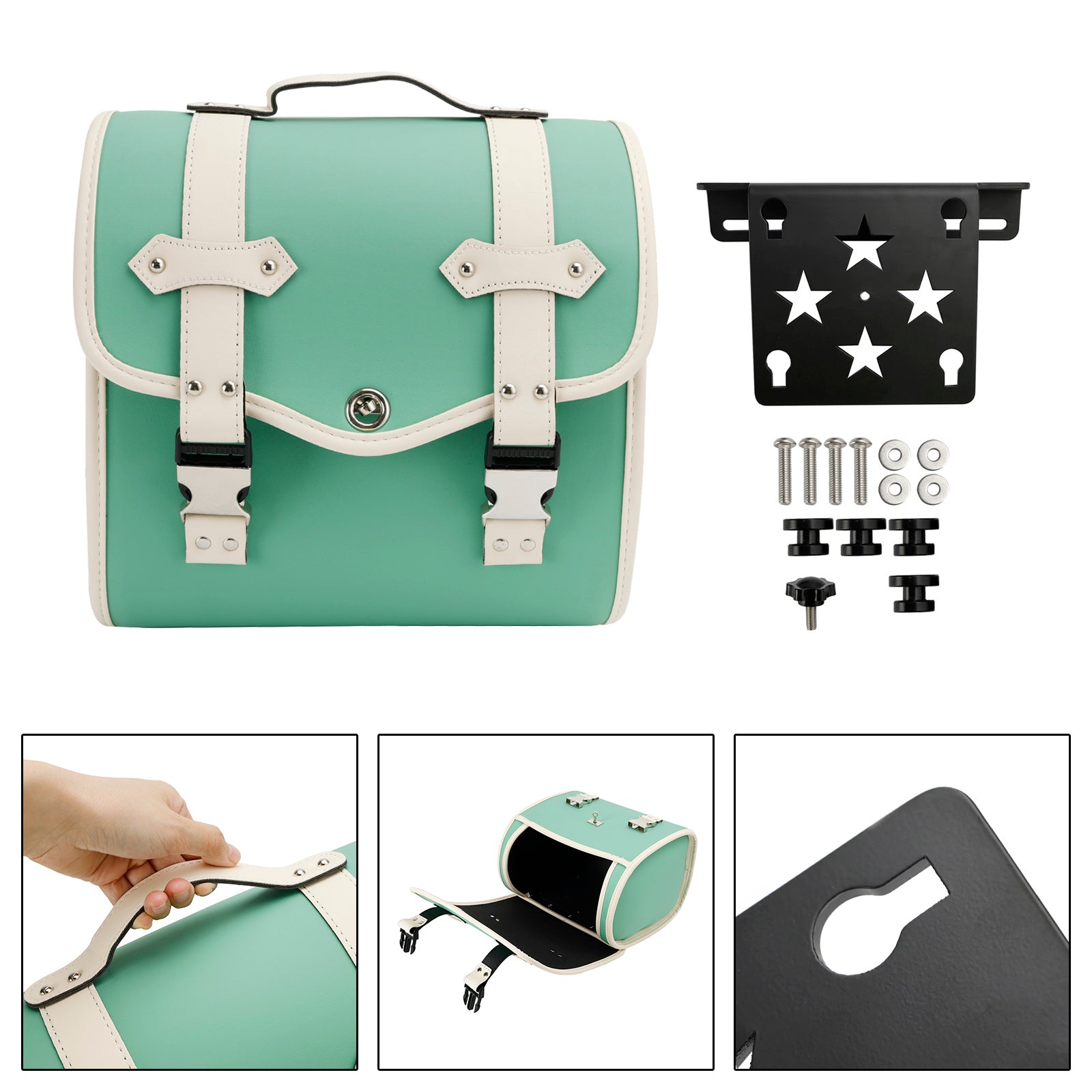 Side Tool Bag Saddlebag Quick Release Luggage Kit Green For Cruiser Adv Cafe