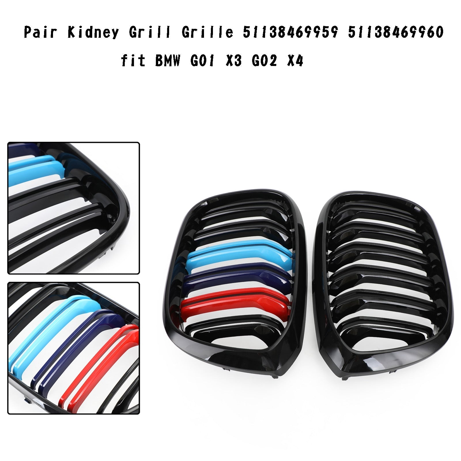 2018-2021 BMW X3 G01 X4 G02 Pair Kidney Grill Grille 51138469959 51138469960 51138091725 51138091726 Generic
