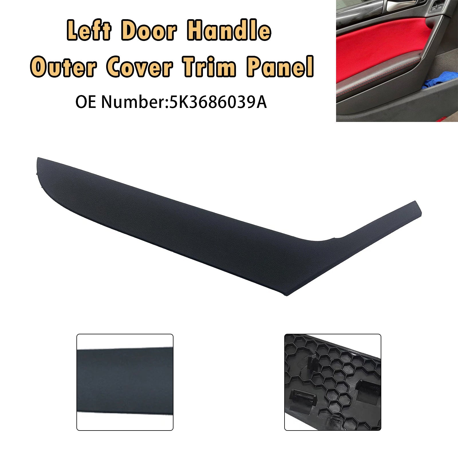 Left Door Handle Outer Cover Trim Panel 5K3686039A For VW Golf 6 Coupe 2009-2013