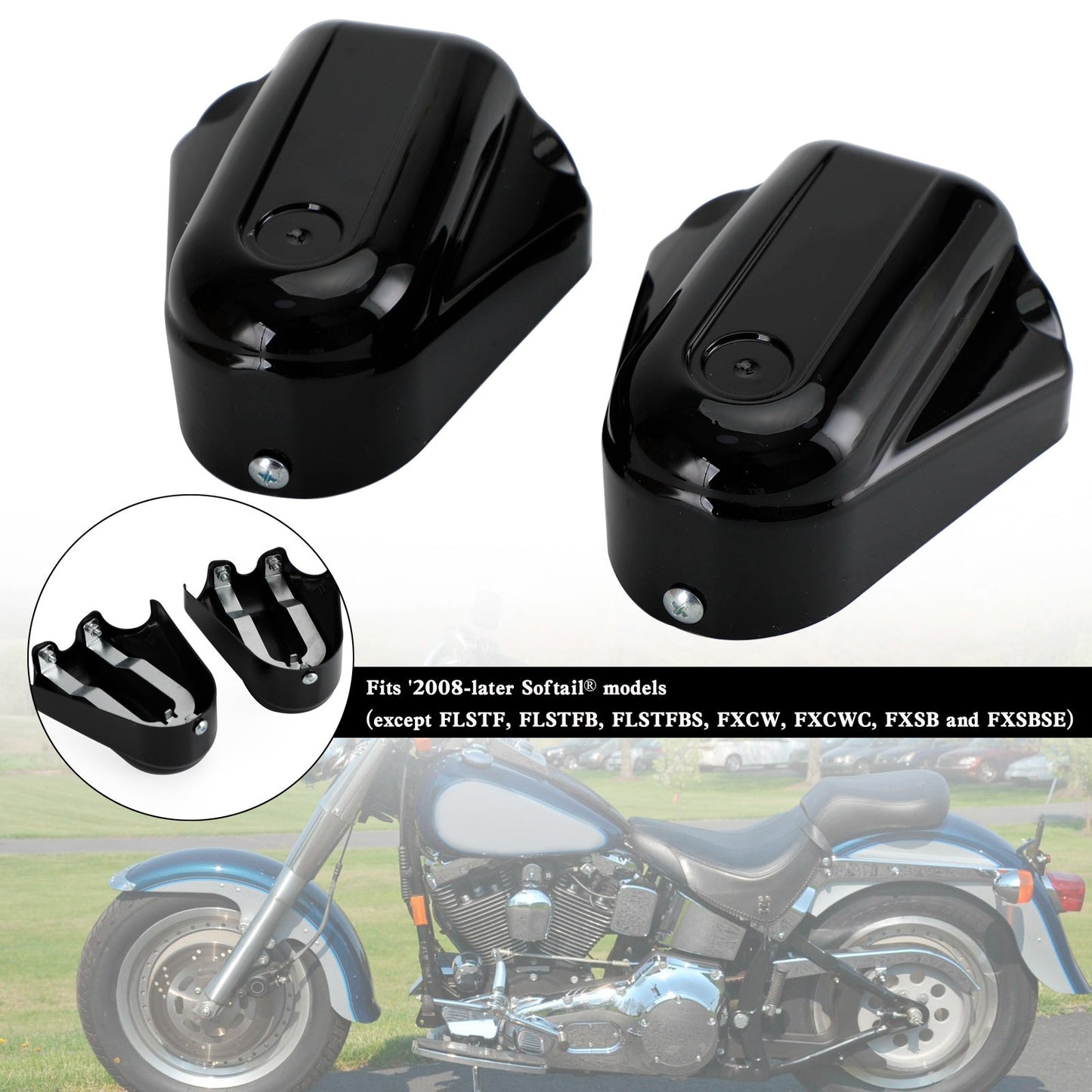 08-20 Softail FLS FLSTN Bar Shield Rear Axle Covers Swingarm