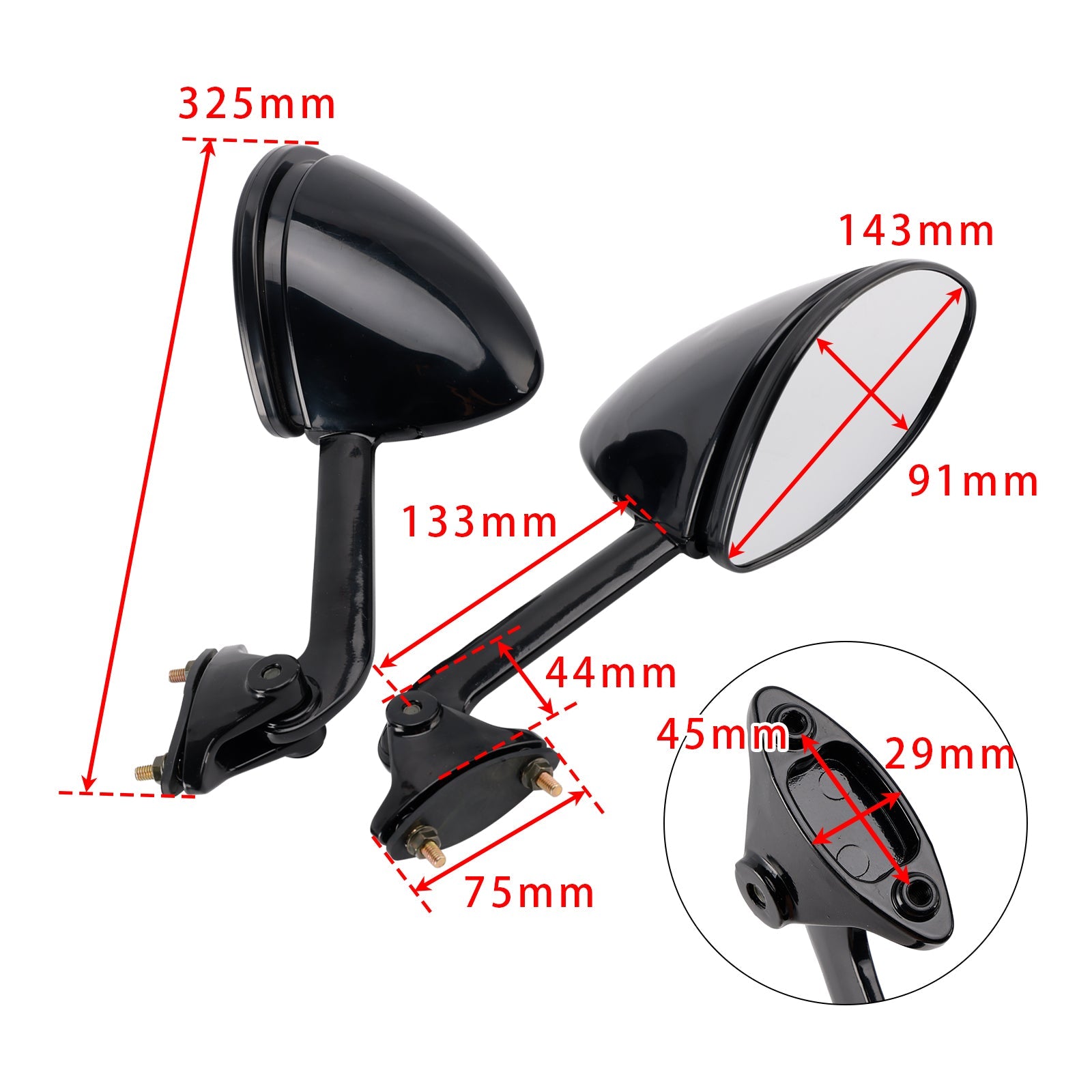 Rearview Mirror LH & RH PAIR For Kawasaki ZZR 1400 ZZ-R 1400 Ninja ZX-14 R 06-25