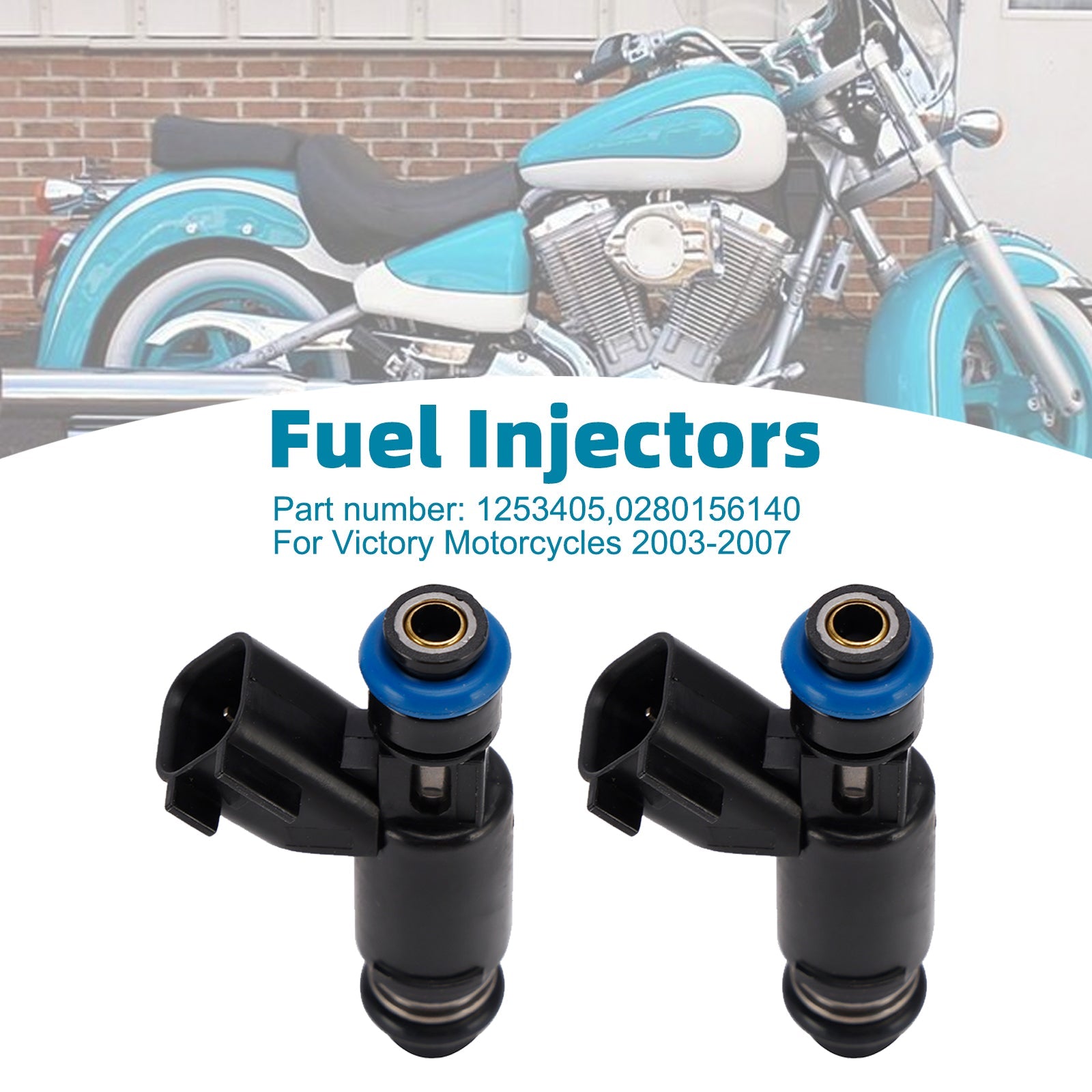 2PC Fuel Injectors 1253405 0280156140 For Victory Motorcycles 2003-2007