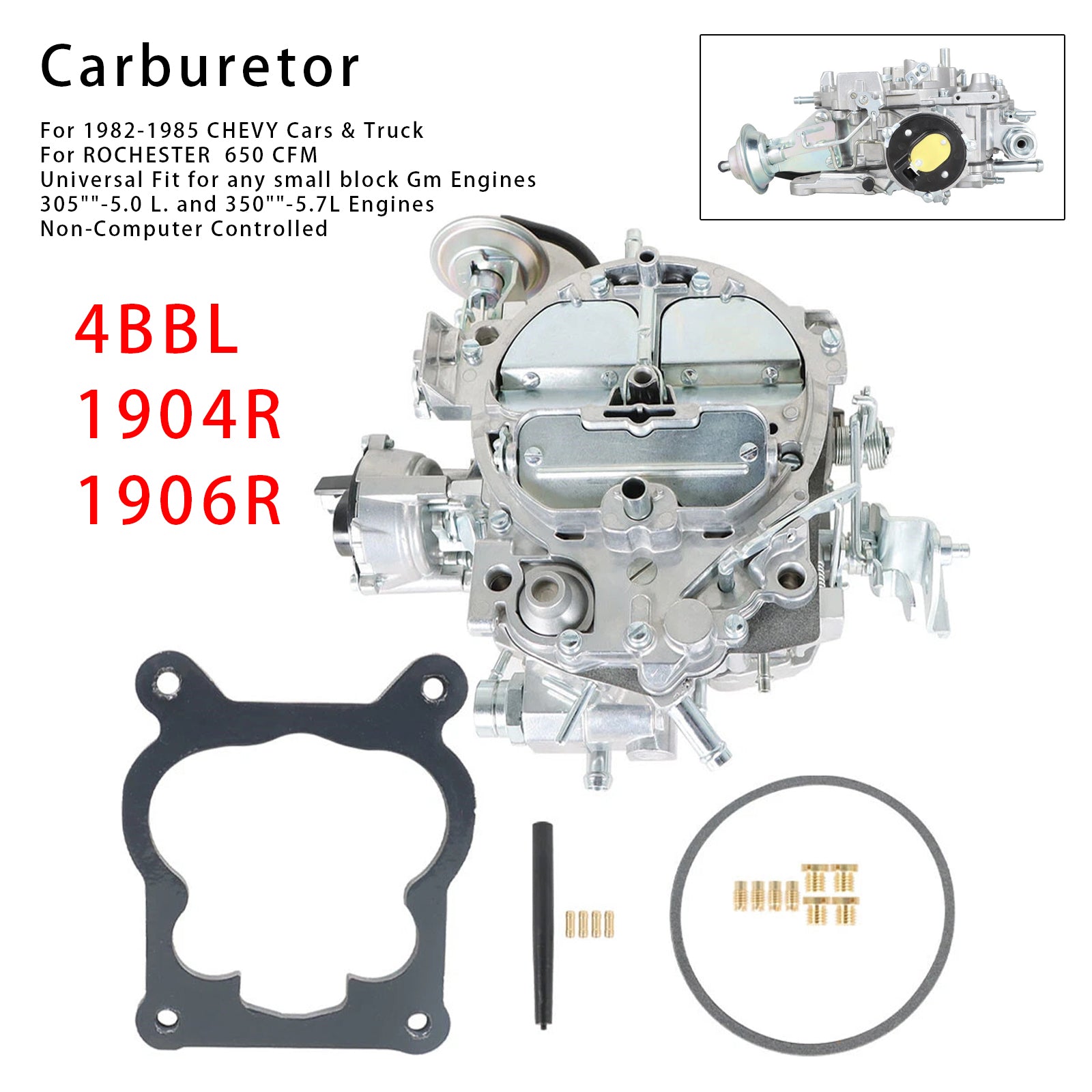 ROCHESTER 650 CFM Carburetor 4BBL 1904R 1906R