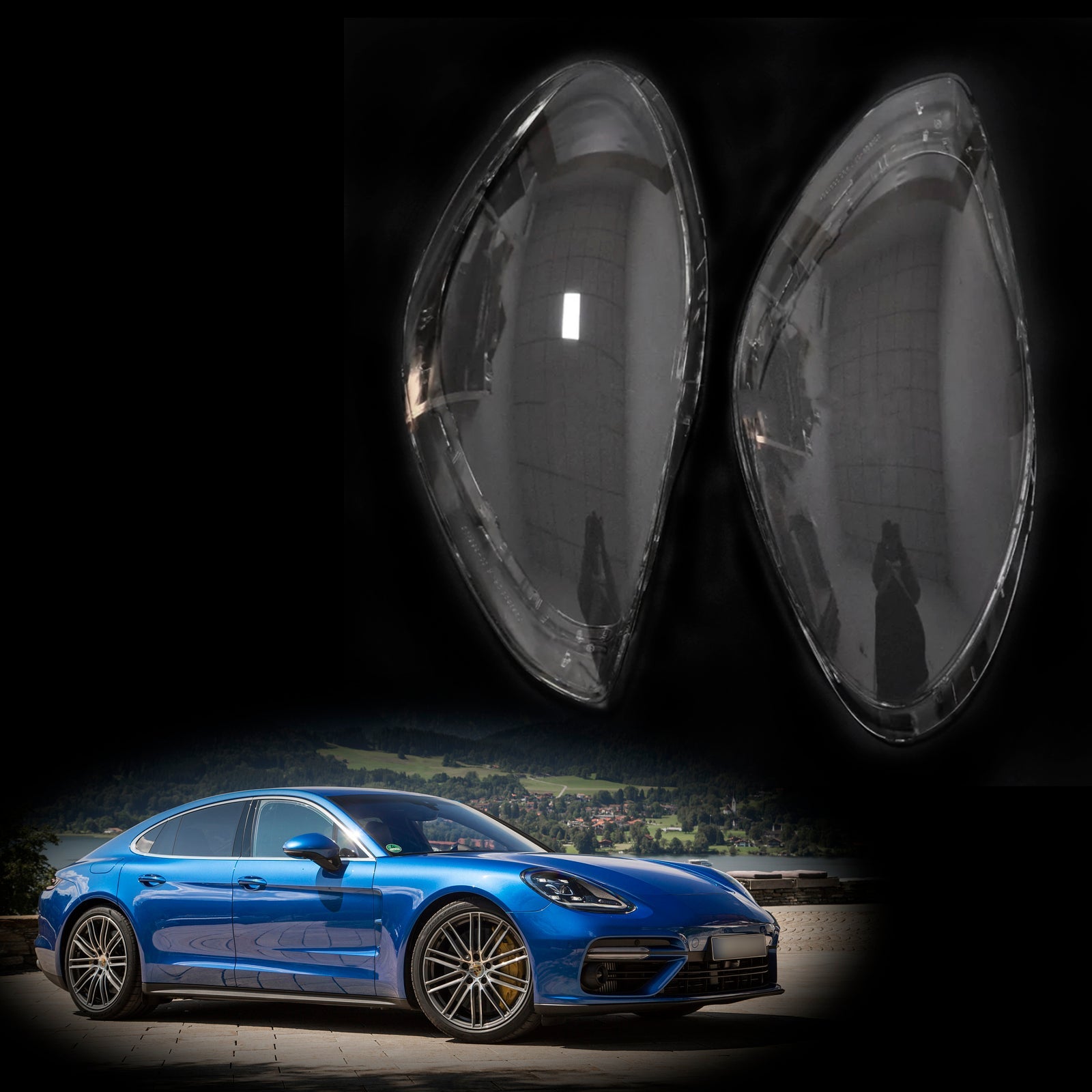 2017-2020 Porsche Panamera 2Pcs Front Headlight Lens Cover Shell Clear
