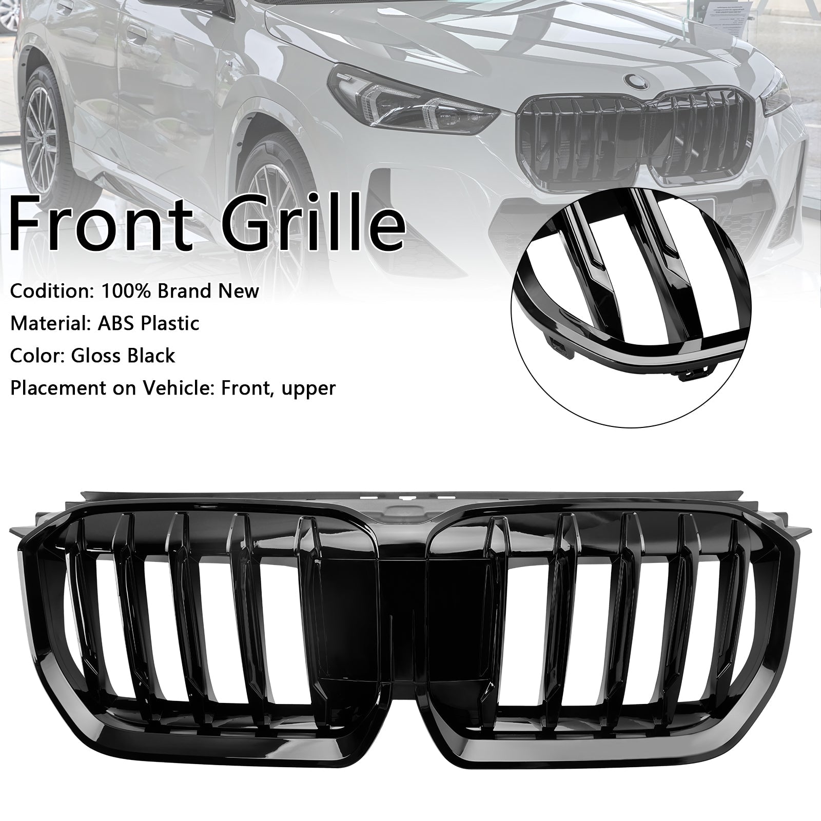 BMW X1 U11 U12 2023-2024 Gloss Black Front Bumper Kidney Grille Grill