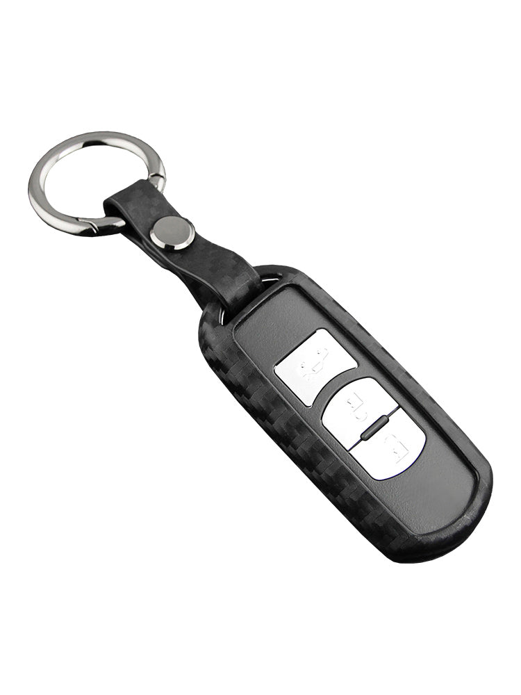 Leather Silicone Car Key Case Cover With Buckle For Mazda