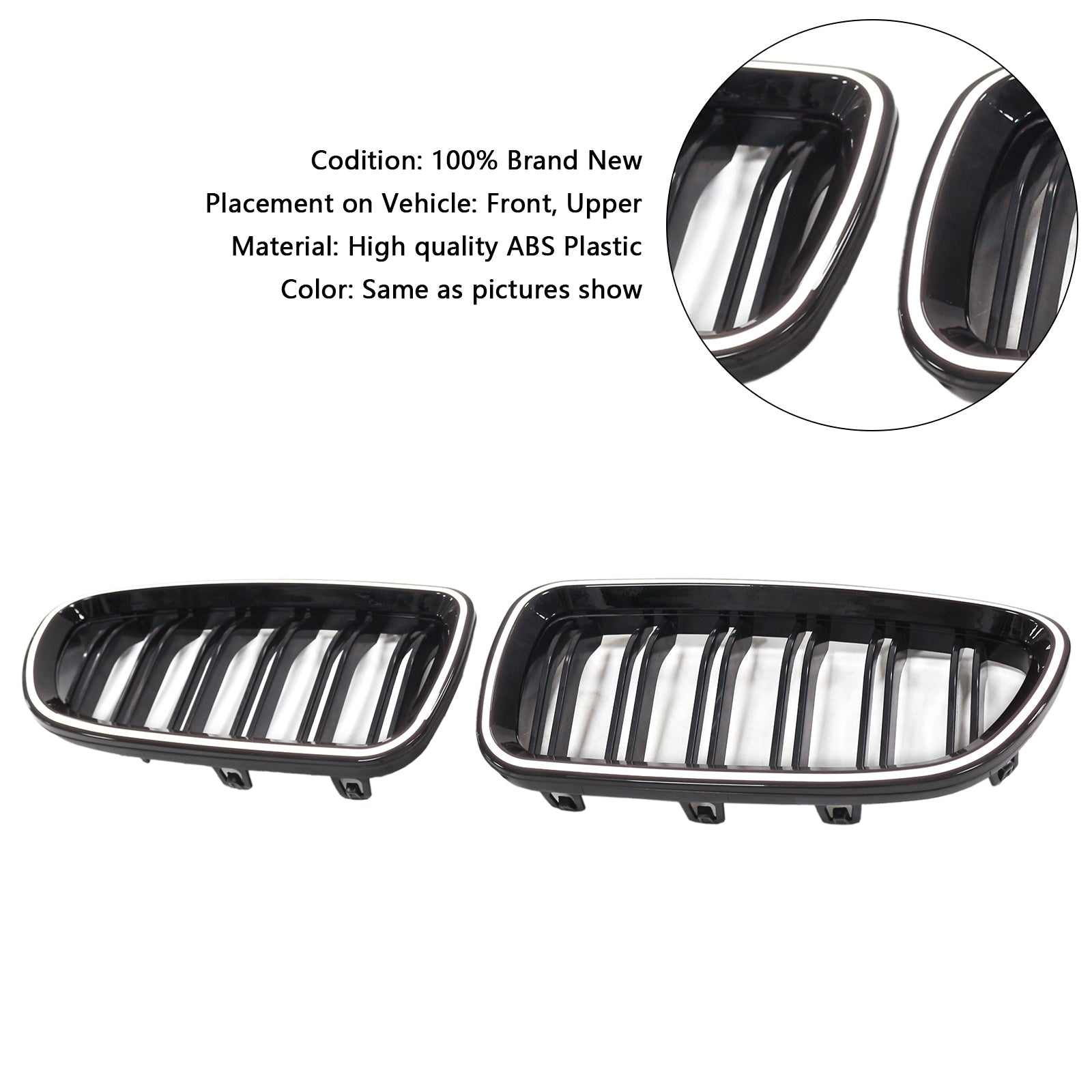 01.2009-10.2016 BMW 5-Series F10 Sedan Kidney Bumper Grill Grille Gloss Black 51137203649 51137203203