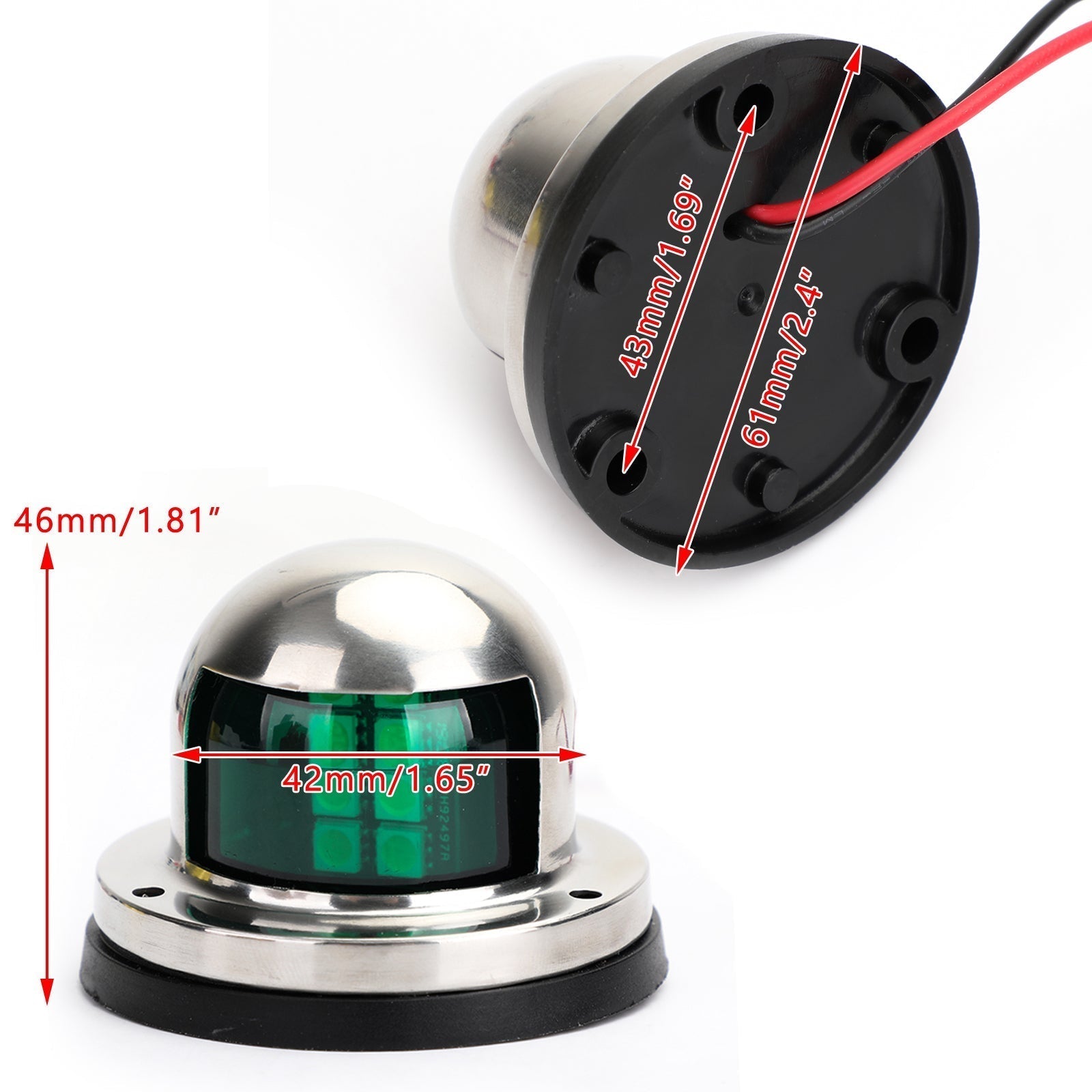 2PCS Red Green Navigation 16 LED Marine Bow Boat 12V Yacht Pontoon Bright Lights
