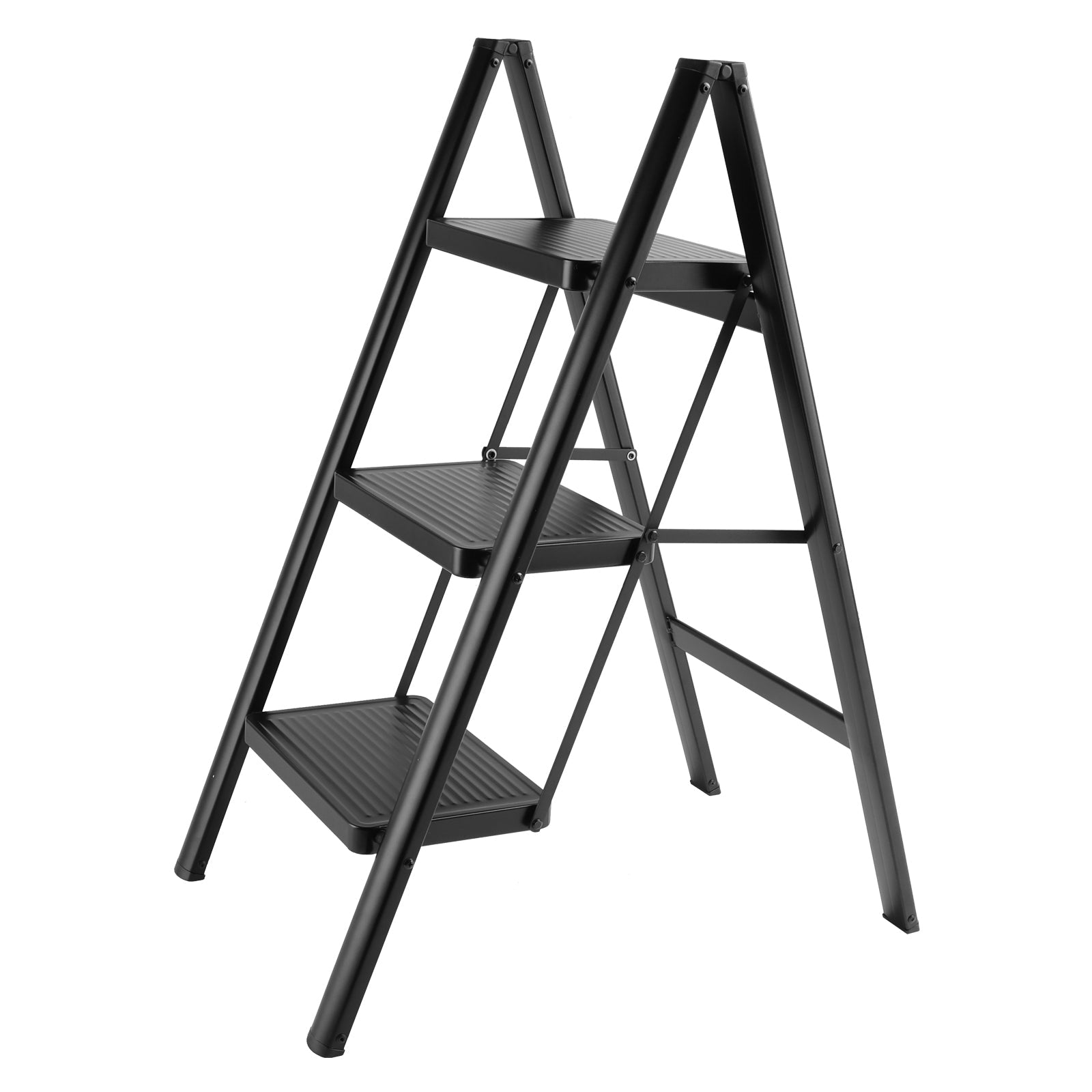 Lightweight 3 Step Ladder, Foldable with Wide Pedals, Compact Storage, 150kg Load Capacity