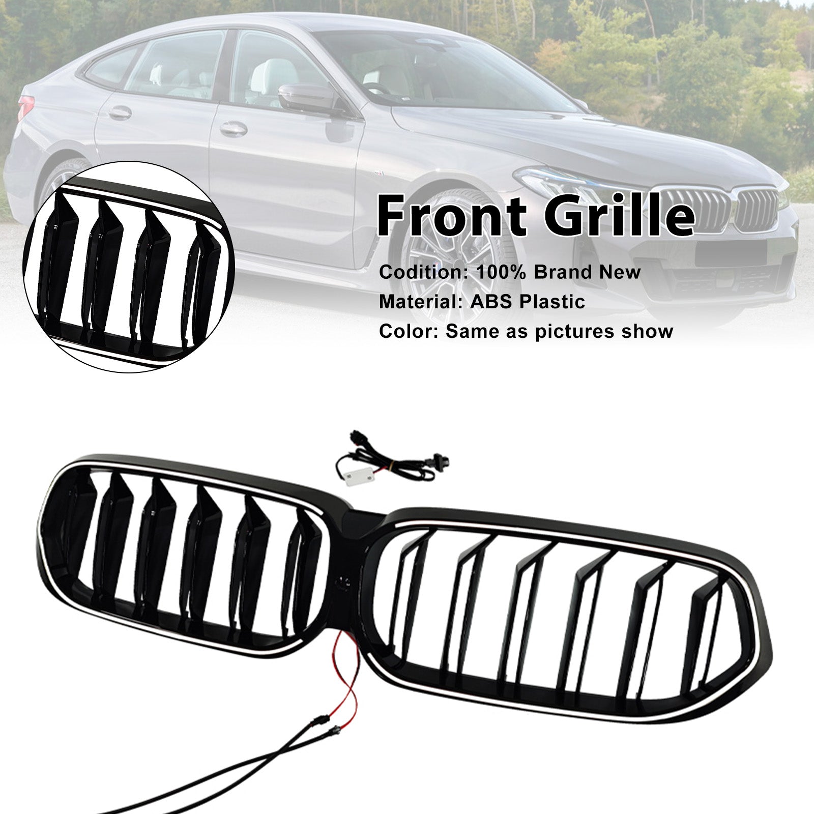 2020-2025 Fit BMW 6 Series G32 Double Slat Black Front Kidney Grille Grill