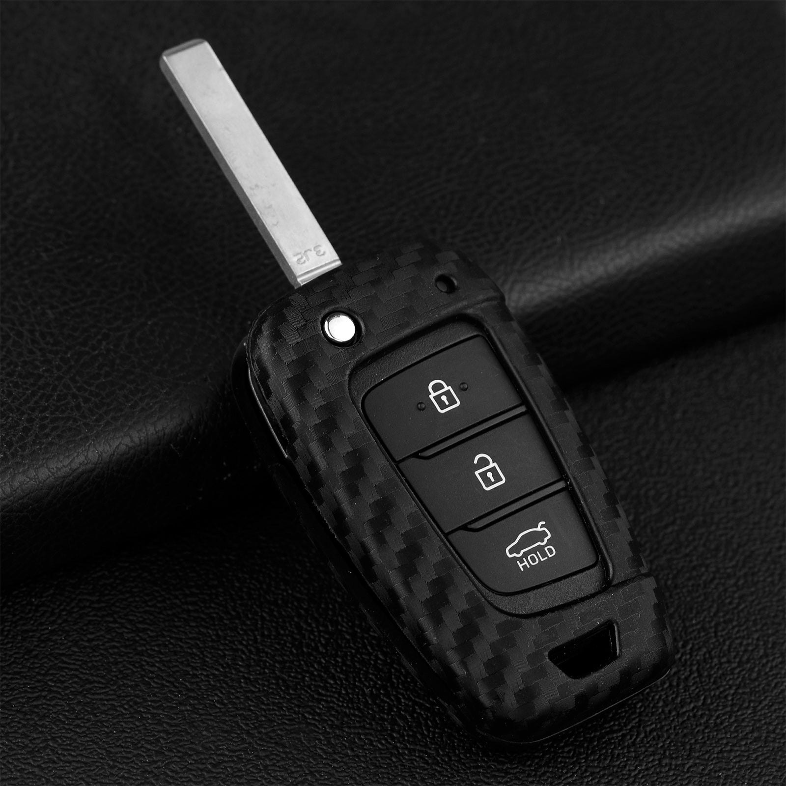 Leather Silicone Car Key Case Cover With Buckle For Honda Accord
