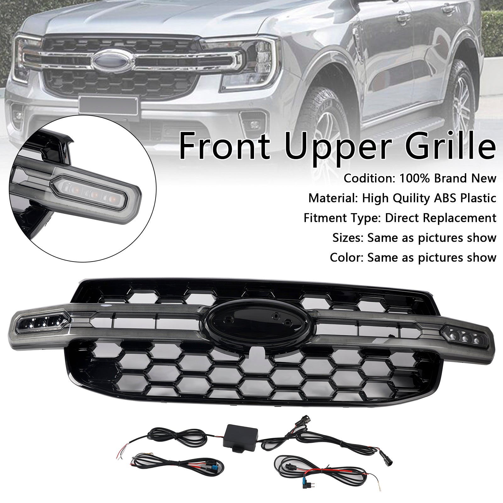 2023-2024 Ford Everest Next Gen T9 Front Bumper Grille Grill (With White LED)