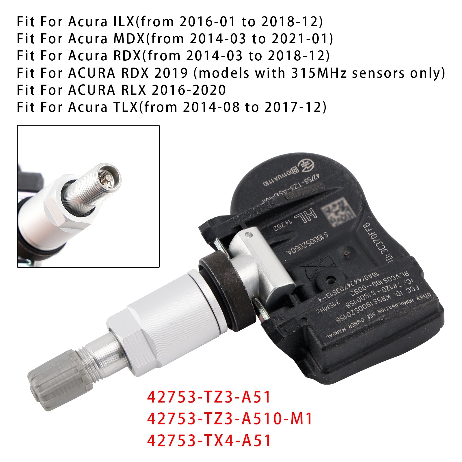 1X TPMS Tire Pressure Sensor For Acura MDX RDX TLX ILX 42753TZ3A51
