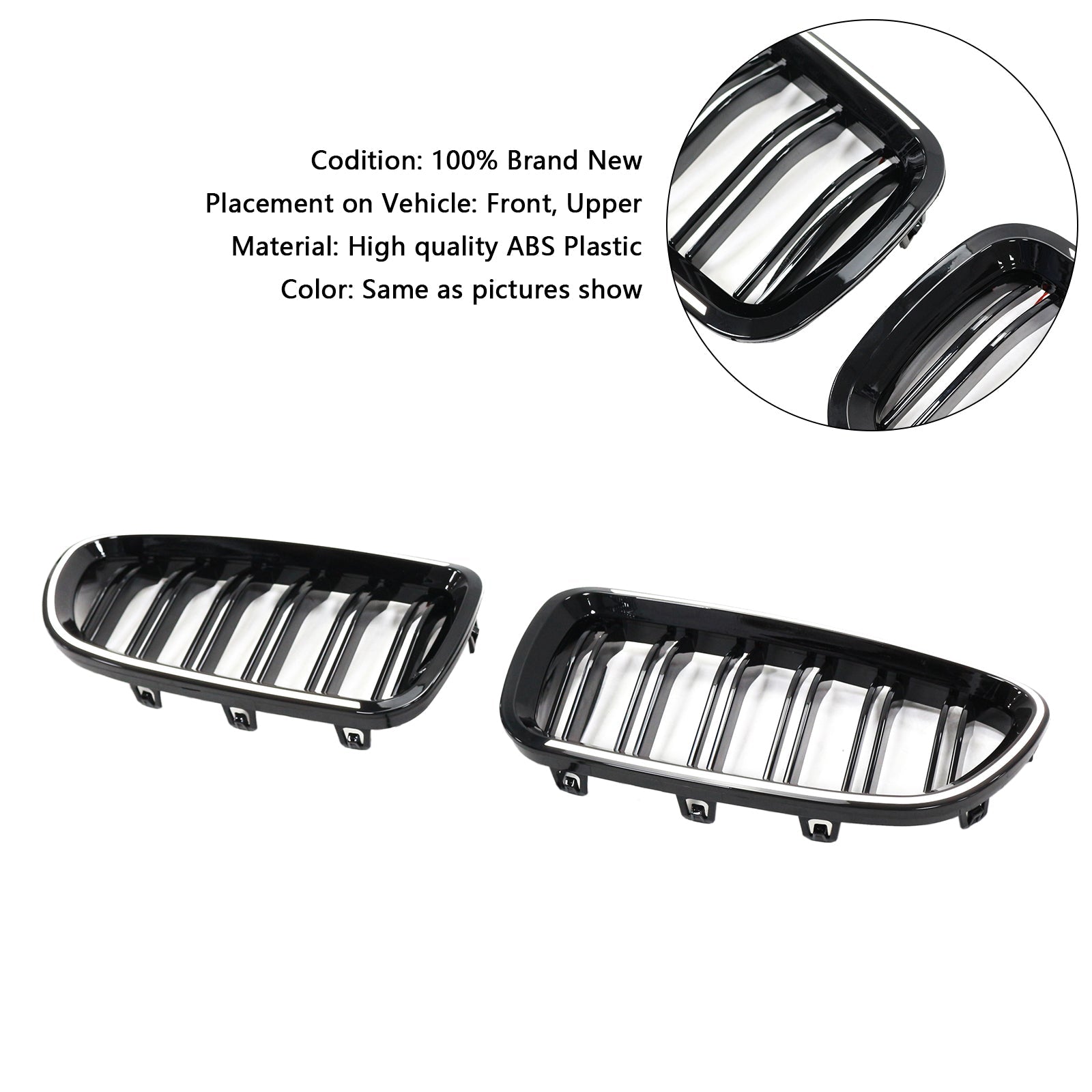 11.2009-02.2017 BMW 5-Series F11 Touring Kidney Bumper Grille Grill Gloss Black 51137203203 51137203204