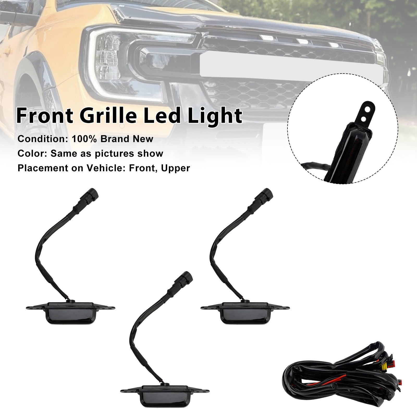 2023-2025 Ford Ranger Next Gen Wildtrak Yellow Led Light Front Bumper Grille