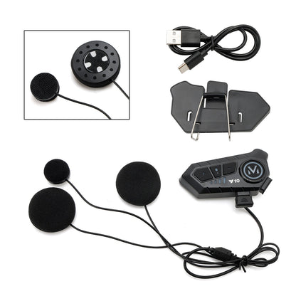 Universal Speaker Player Helmet Bluetooth Earphone Headset Black For Motorcycle