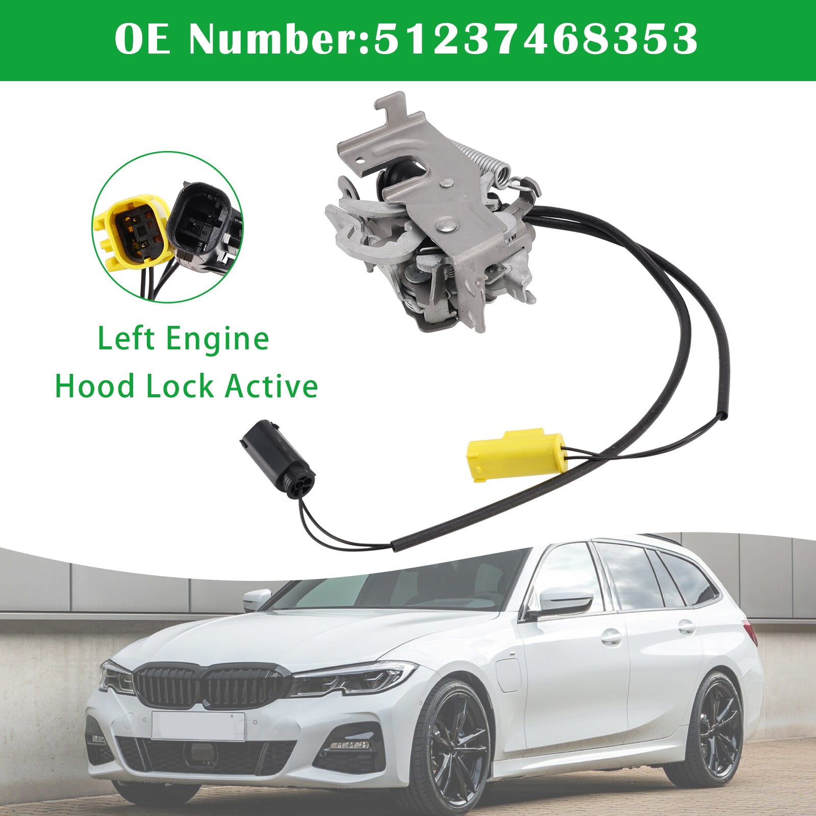 Left Engine Hood Lock Active 51237468353 For BMW 1 F40 3 G20/G21 2019-2024