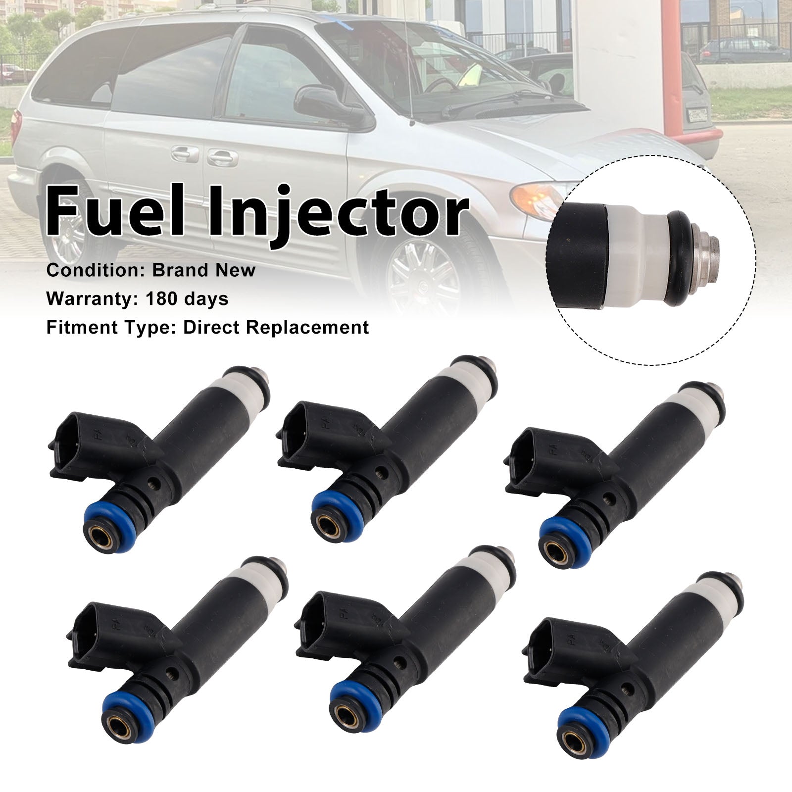 2003-2004 For Chrysler Town & Country 3.8L V6 6Pcs Fuel Injector 04861238AB