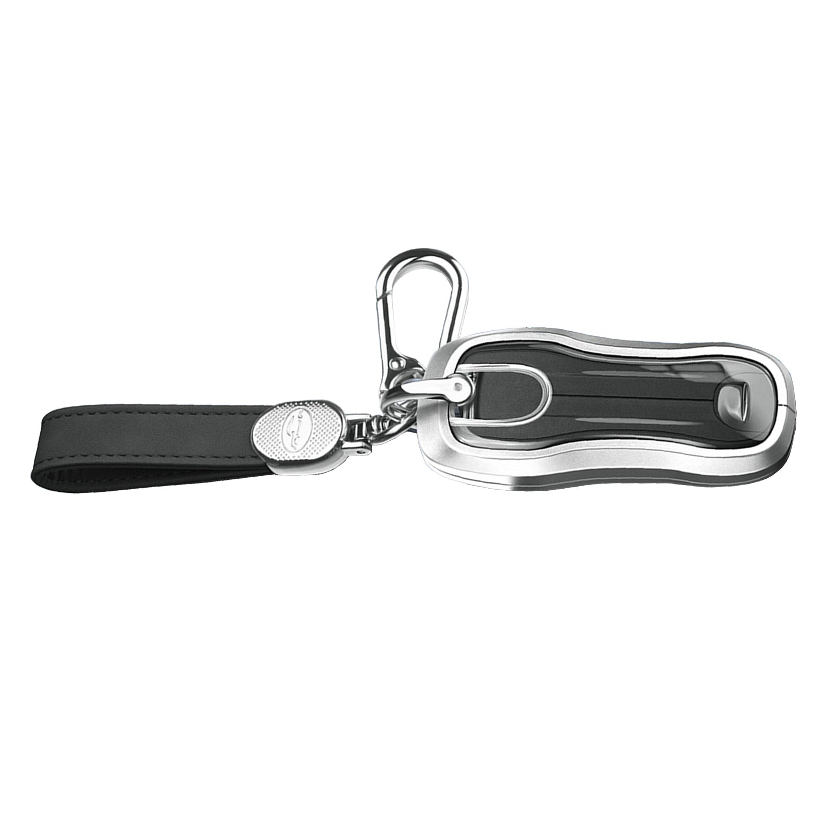 Aluminum Alloy TPU Silvery Car Key Case Cover With Buckle For Porsche Cayenne