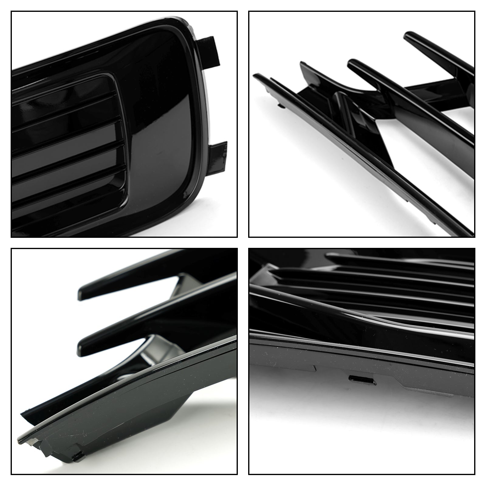 2014-2018 Audi A6 C7 2PCS Front Bumper Foglight Cover Grill Grille Black