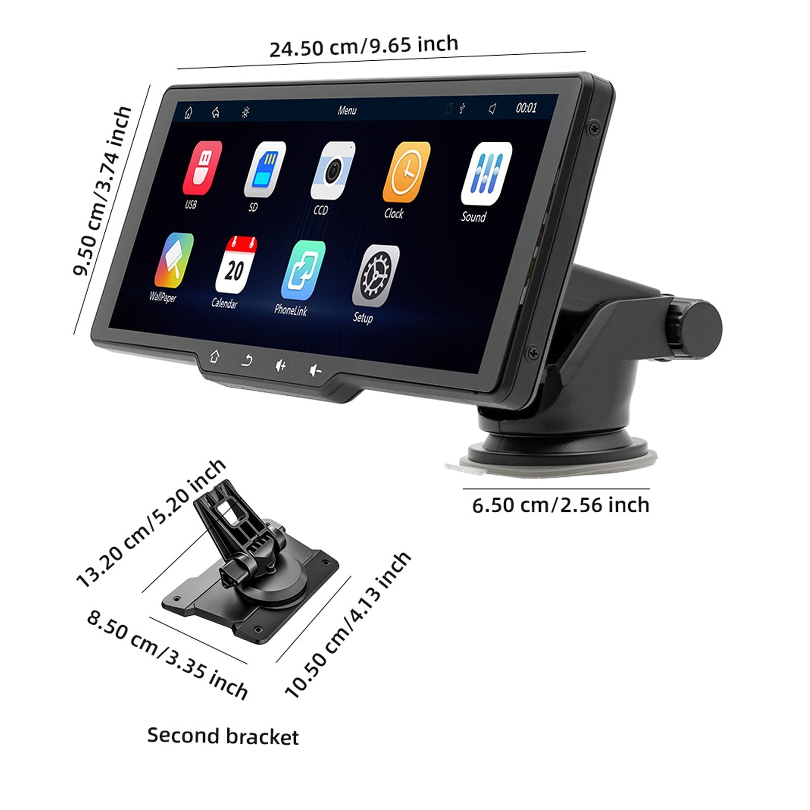 10.77" Screen Portable Wireless Carplay Car Bluetooth MP5 Player + 4 LED Camera