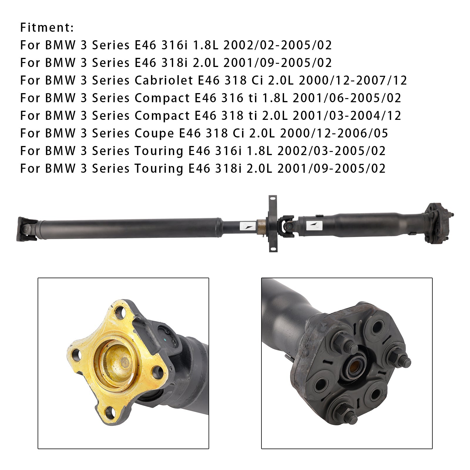 2000/12-2007/12 BMW 3 Series Cabriolet E46 318 Ci 2.0L Rear Driveshaft Prop Shaft Assembly 26117519303