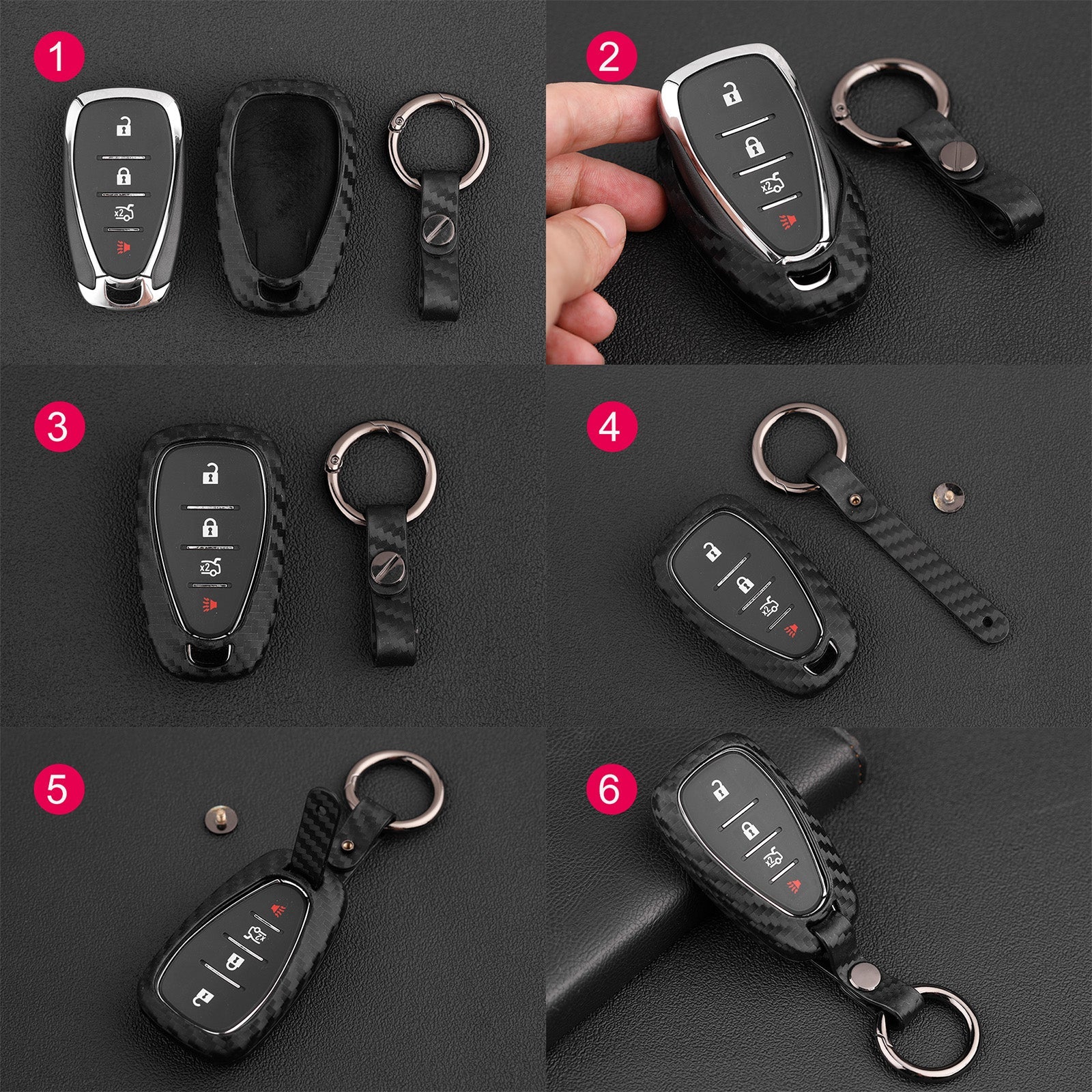 Leather Silicone Car Key Case Cover With Buckle For Chevrolet