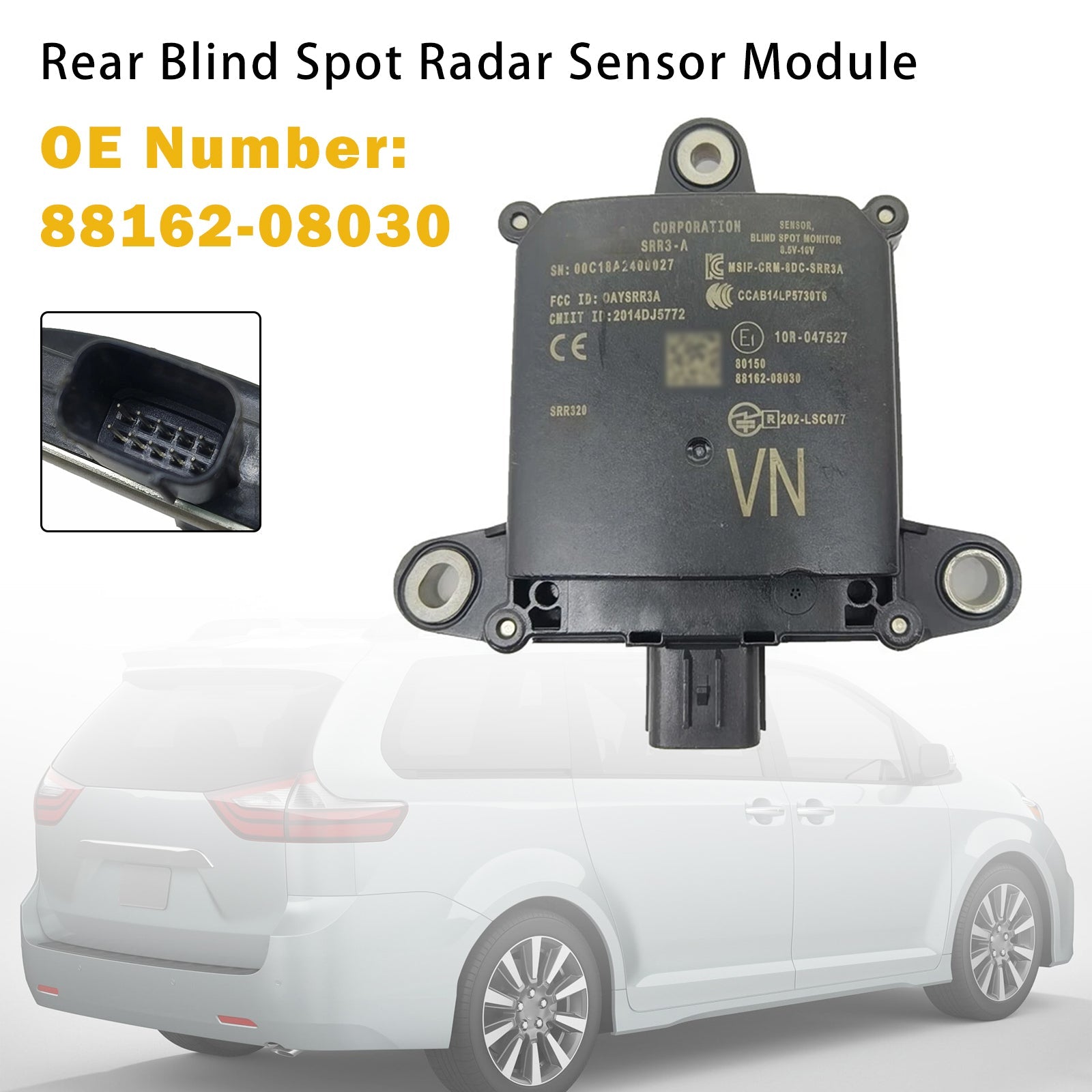 2010-2020 For Toyota Sienna Rear Blind Spot Radar Sensor Module 88162-08030