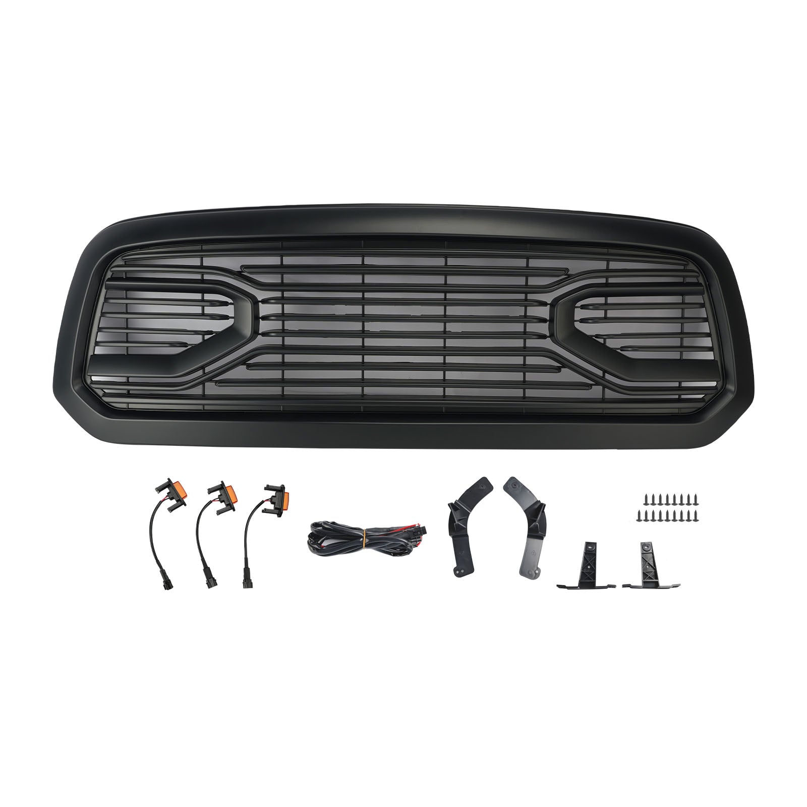 2013-2018 Dodge Ram 1500 Black Big Horn Style Front Bumper Grill Grille