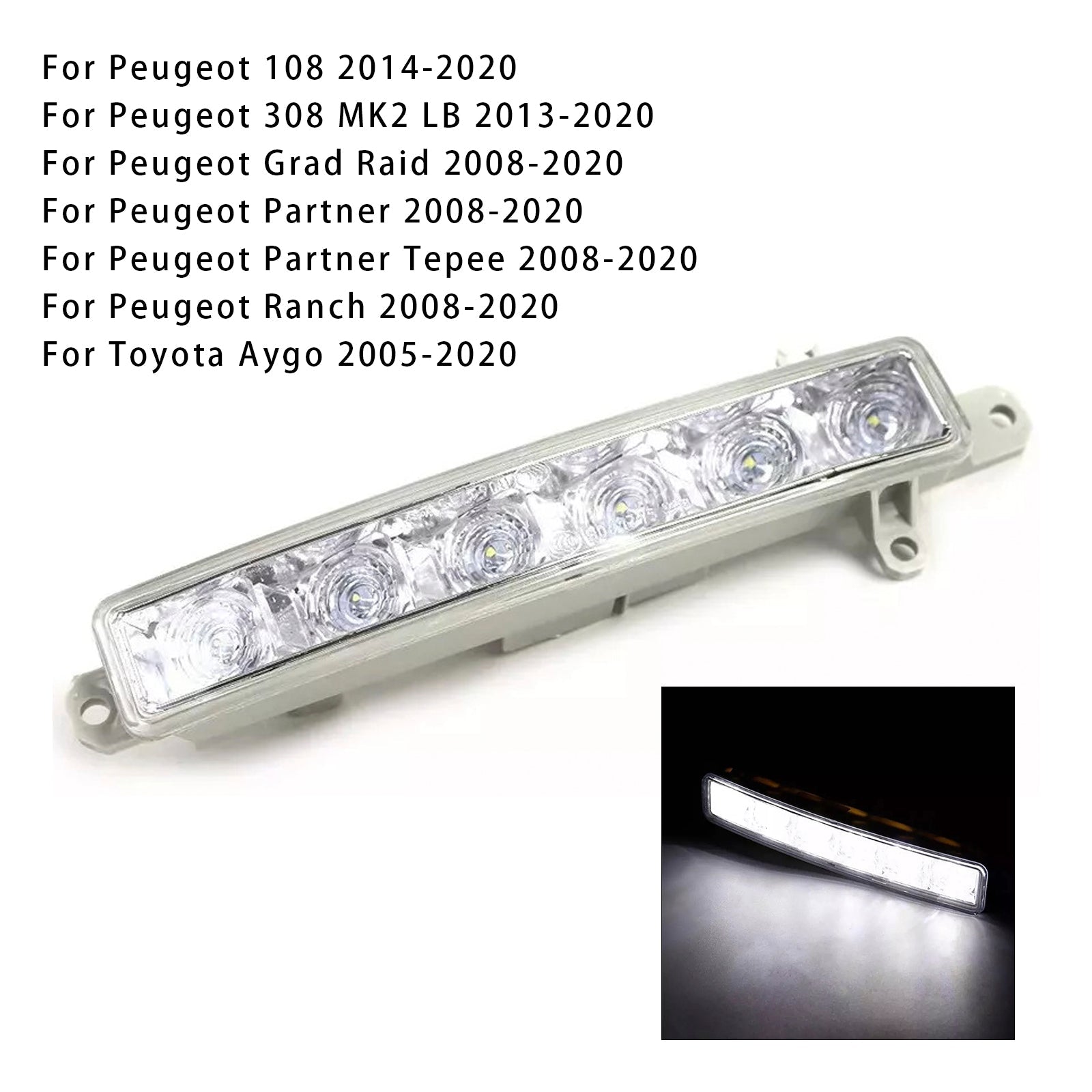 1 Pcs LED Daytime Running Fog Light For Citroen C3 Berlingo Peugeot 9802795580