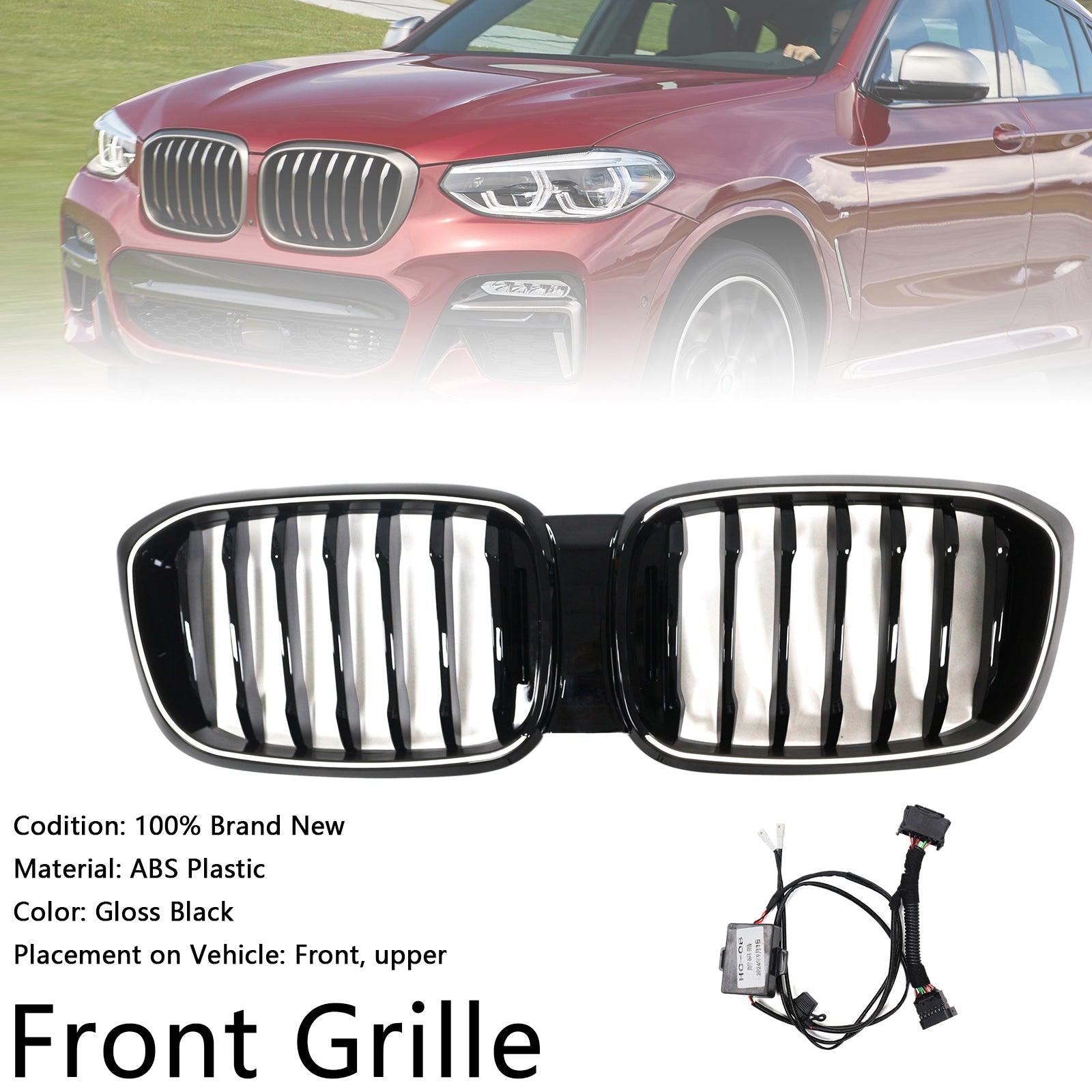 2018-2021 BMW X4 G02 Pre-Facelift Gloss Black Front Kidney Mesh Grill Grille 51138469959 51138469960