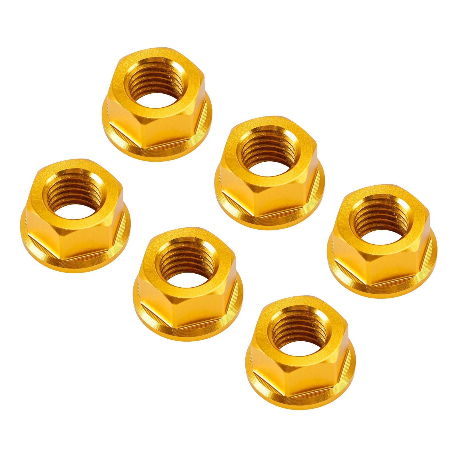 6 Pack Aluminum Rear Sprocket Flange Nuts M10X1.5mm Gold For Motorcycle Bike