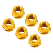 6 Pack Aluminum Rear Sprocket Flange Nuts M10X1.5mm Gold For Motorcycle Bike