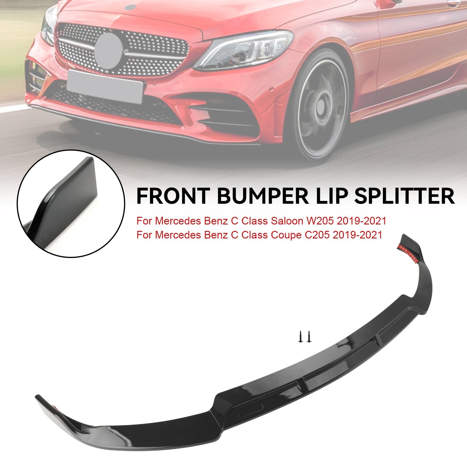 2019-2021 Mercedes Benz C-Class W205 C205 Brabus Style Front Splitter Lip