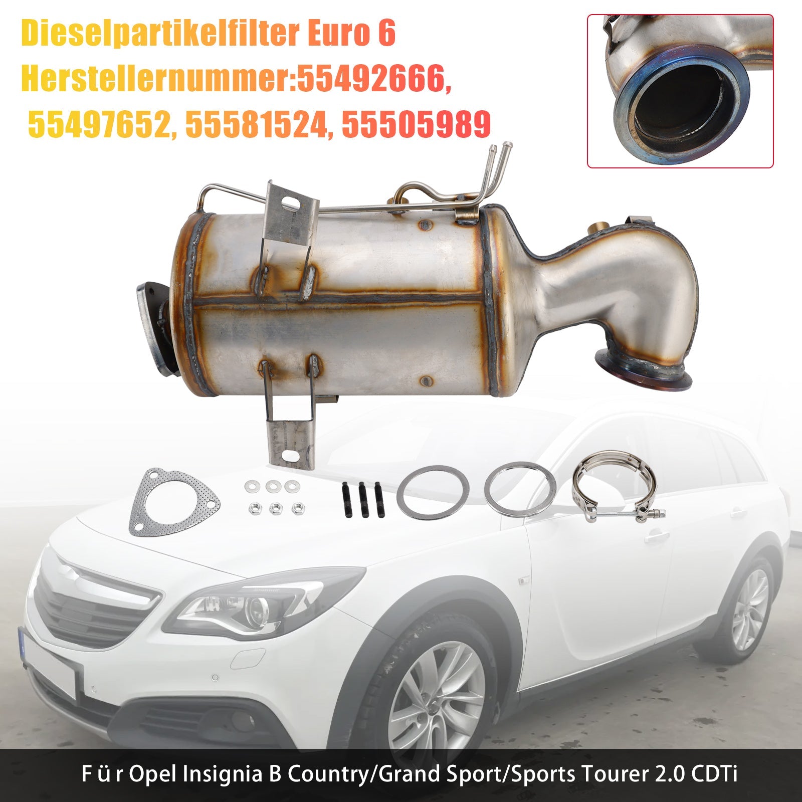 Diesel particulate filter DPF For Opel Insignia B Sports Tourer 2017/03-2025/12 Z18 2.0 CDTi 55581524 55505989
