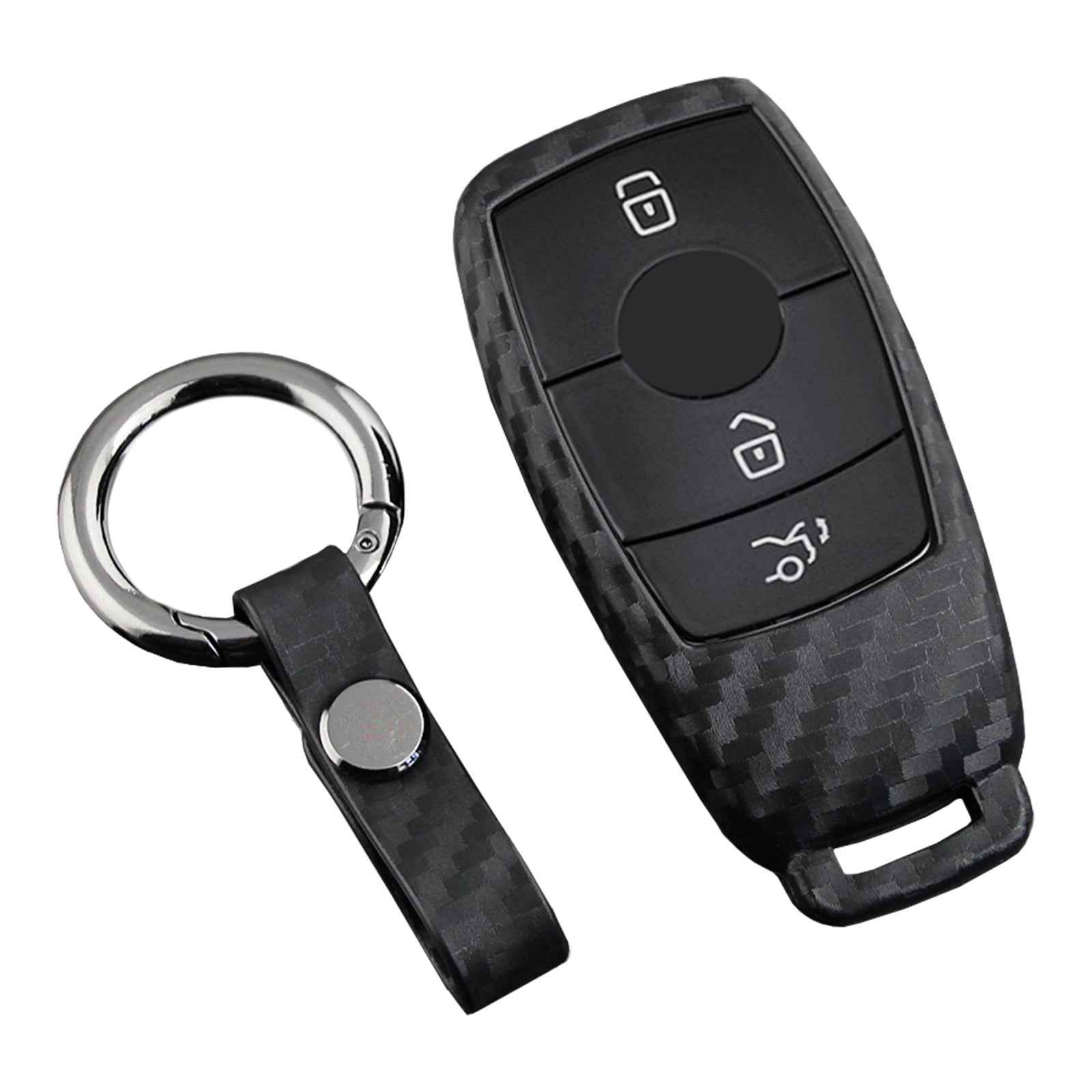 Leather Silicone Car Key Case Cover With Buckle For Mercedes-Benz E
