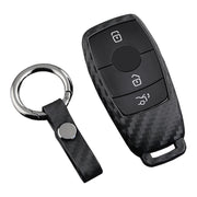 Leather Silicone Car Key Case Cover With Buckle For Mercedes-Benz E