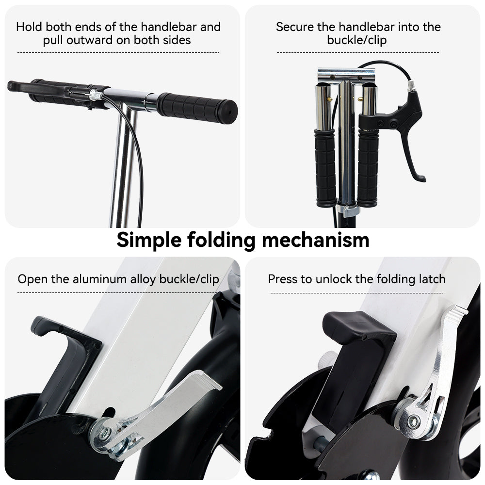 Foldable Commuter Kick Scooter For Adults and Teens With 8" Large solid pu luminous tire Dual Safety Brakes Anti-Slip Deck Commute Kick Scooter
