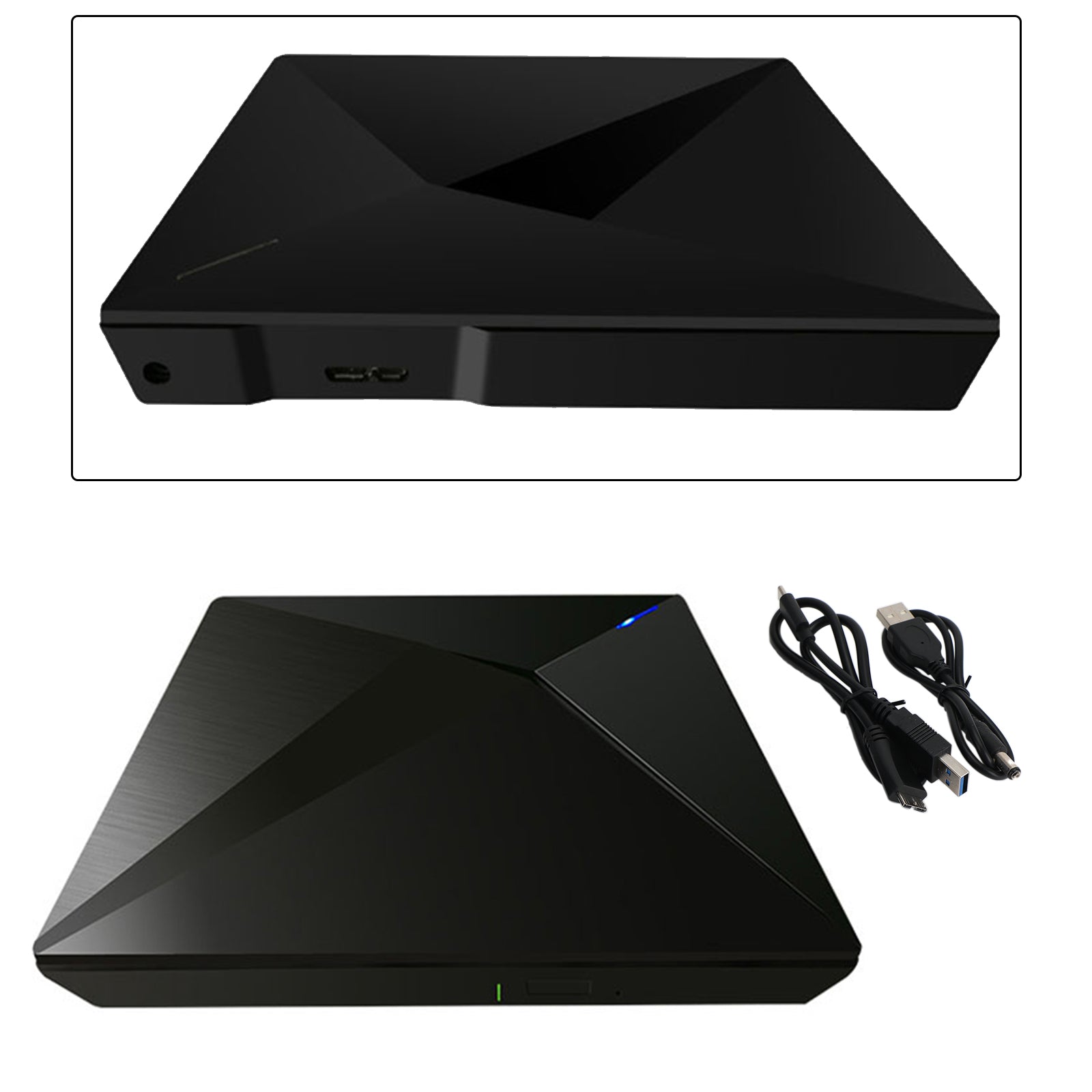 Ultra-Thin Dvd Rw Cd External Optical Drive Portable Type-C Usb Laptop Pc Blk