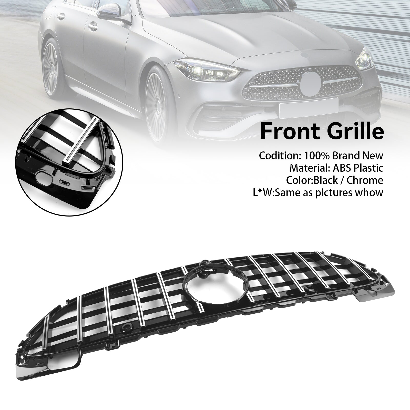 2022-2023 Mercedes Benz W206 GTR Style Front Bumper Grille Grill W/Camera
