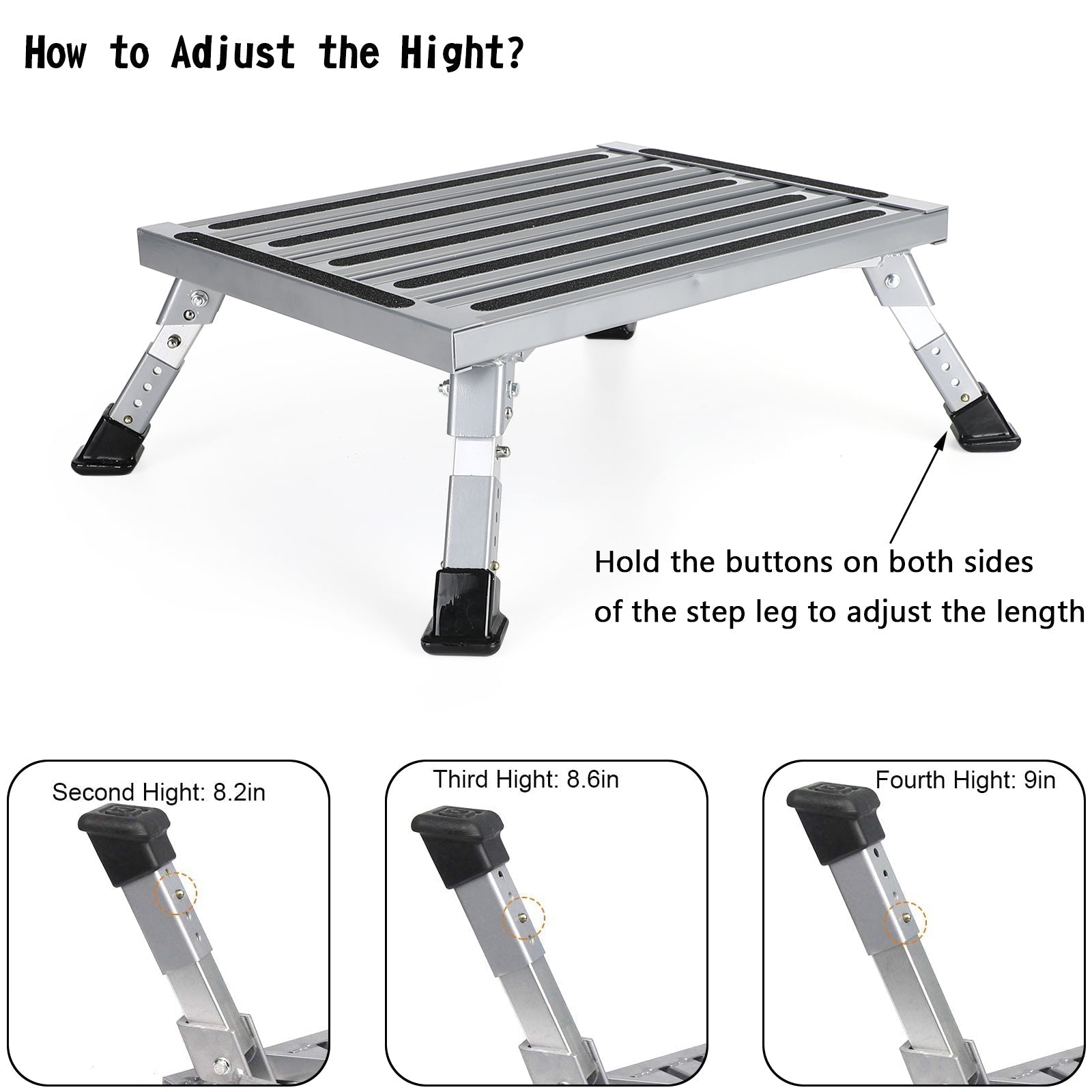 Aluminum Platform Portable Folding RV Step Stool Trailer Camper Working Ladder