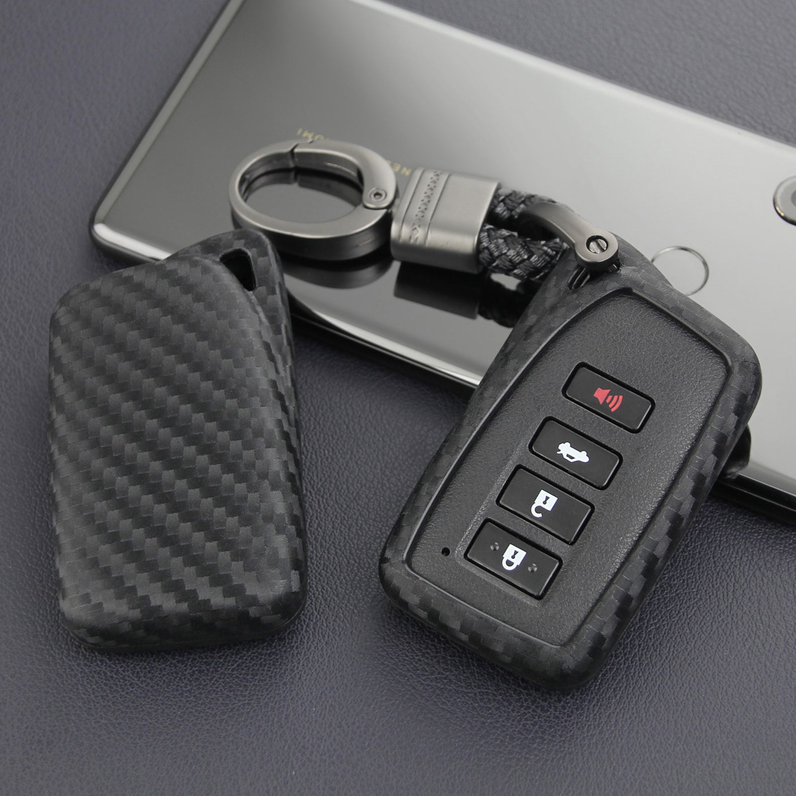 Leather Silicone Car Key Case Cover With Buckle For Lexus