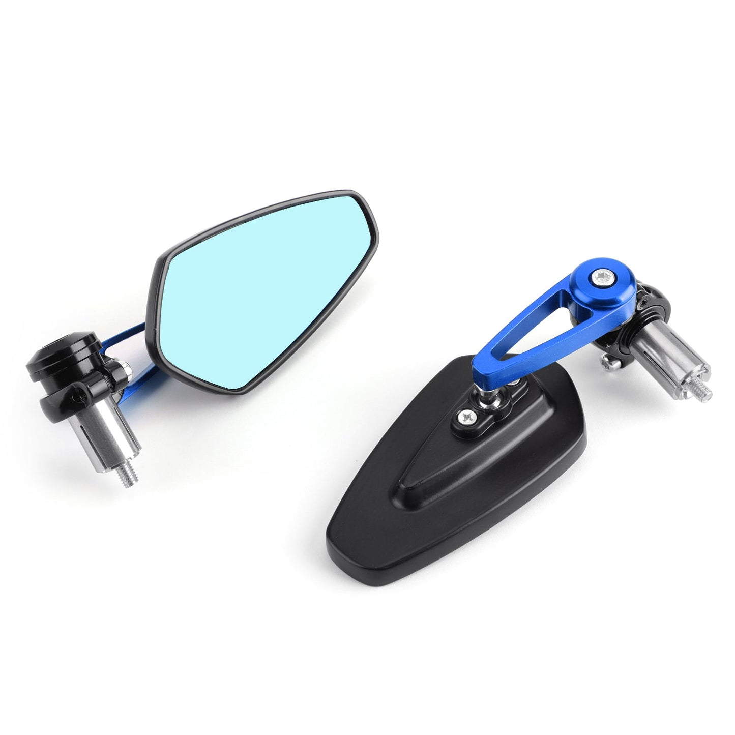 1 Pair Universal Rear View Handle Bar End Side Rearview Mirrors Blue