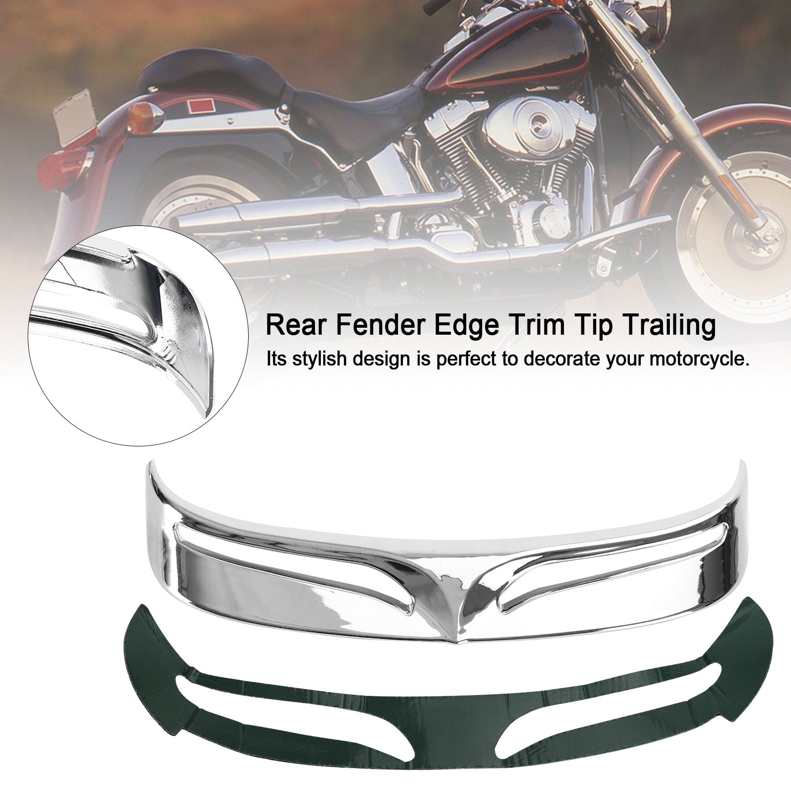 Chrome Rear Fender Edge Trim Tip Trailing Fit For Fat Boy FLSTF 2007-2017