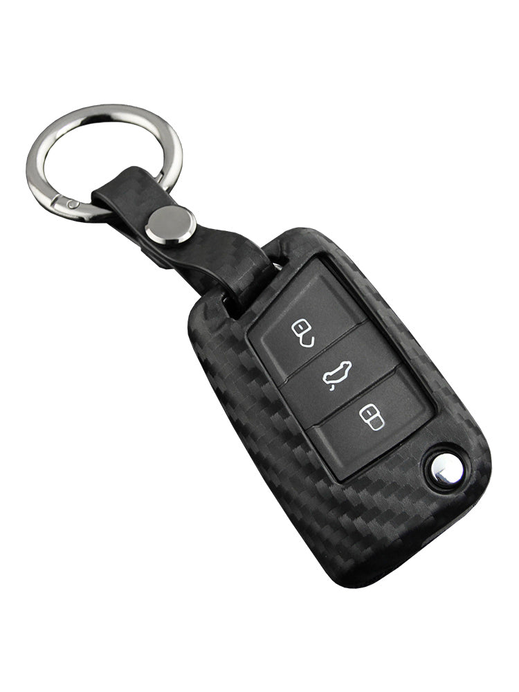 Leather Silicone Car Key Case Cover With Buckle For Volkswagen Golf MK7