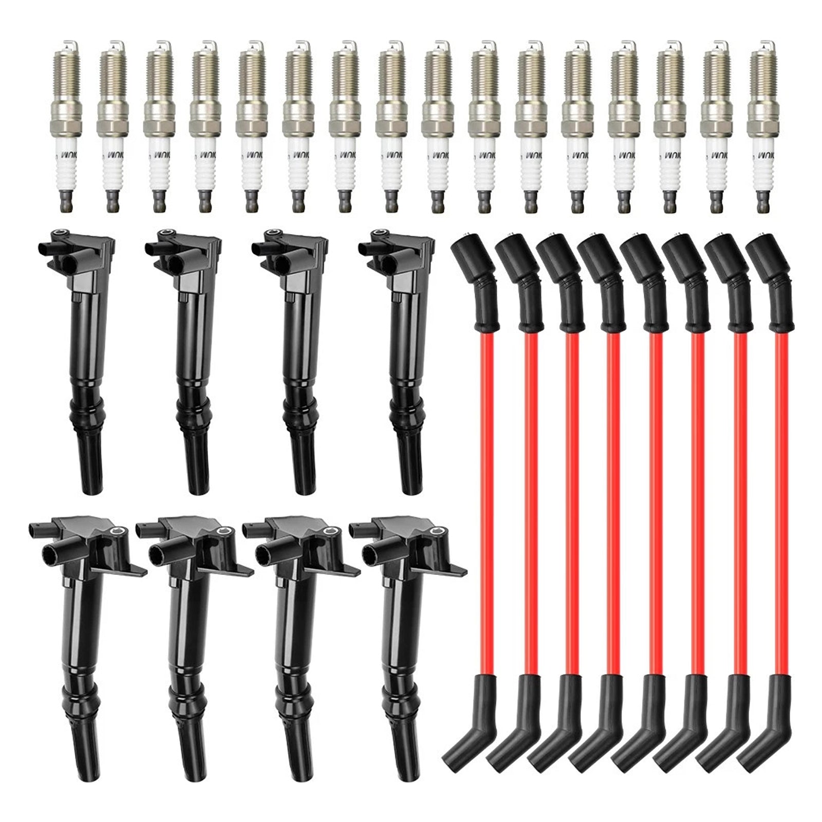 2018-2022 Ford F-250 Super Duty 6.2L V8 8 Ignition Coil+16 Spark Plug+8 Wires UF834 UF865 HL3Z-12029-C